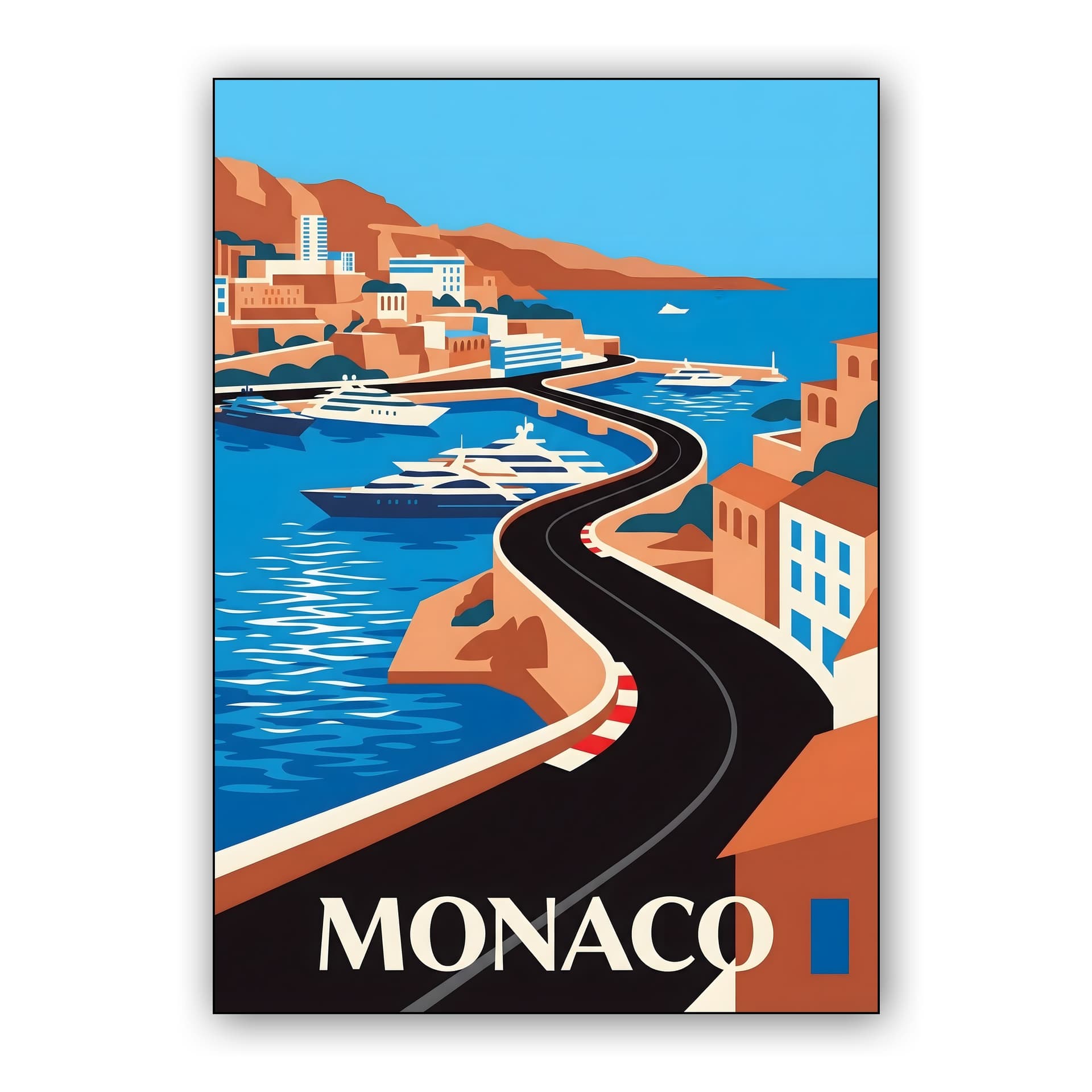 Monaco Grand Prix Harbour View Travel Poster