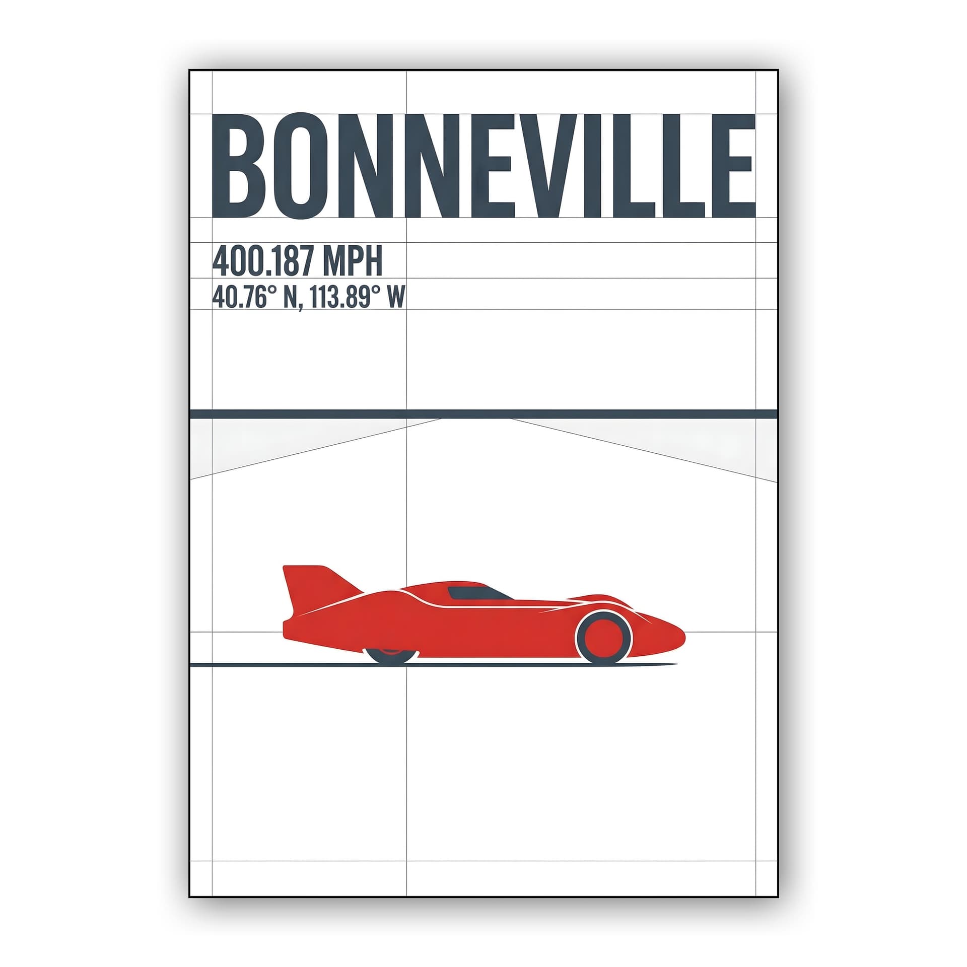 Bonneville 400 MPH Land Speed Record Technical Poster