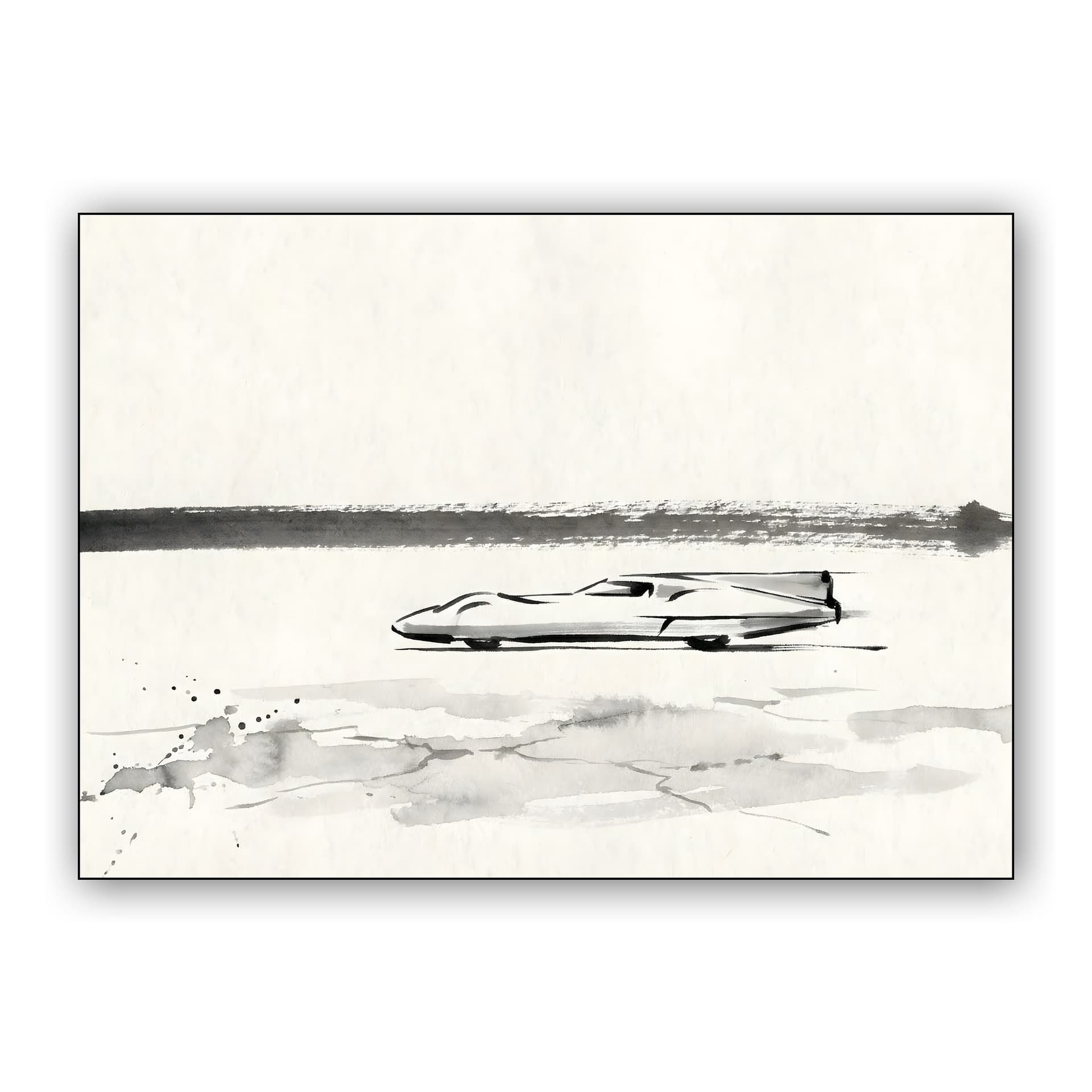 Zen Speed: Bonneville Streamliner Ink Wash