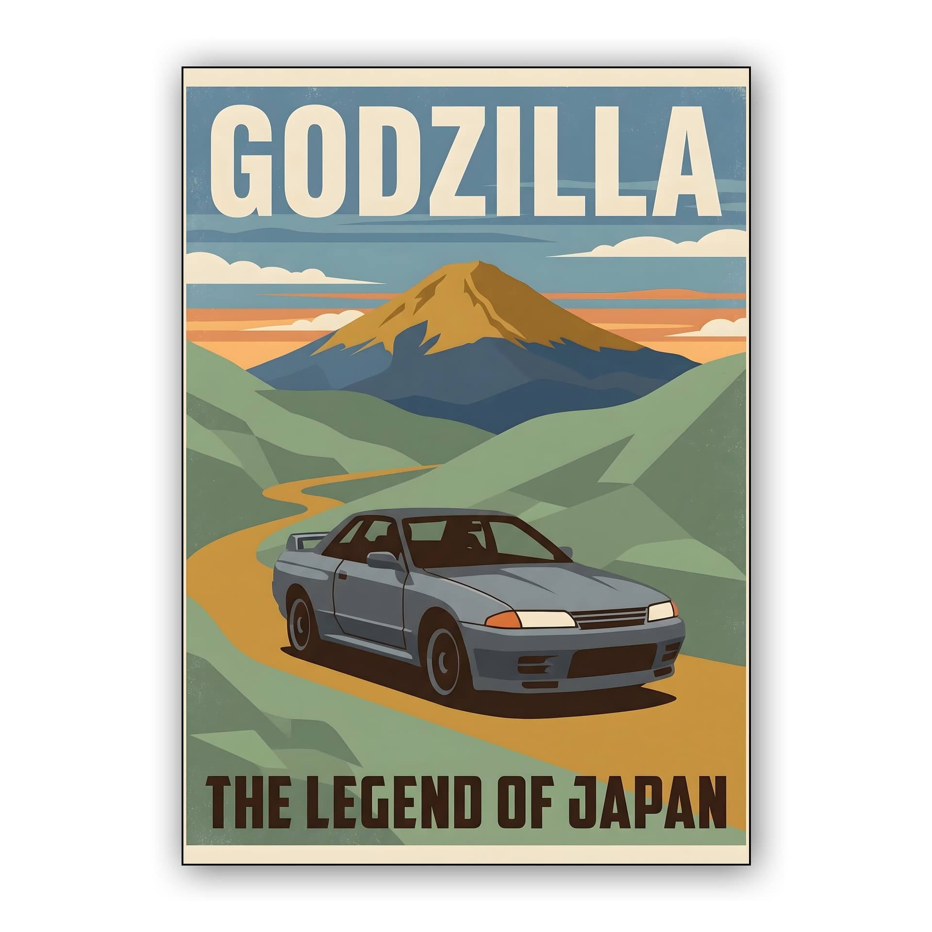 Nissan Skyline GT-R R32 Godzilla: The Legend of Japan Travel Poster