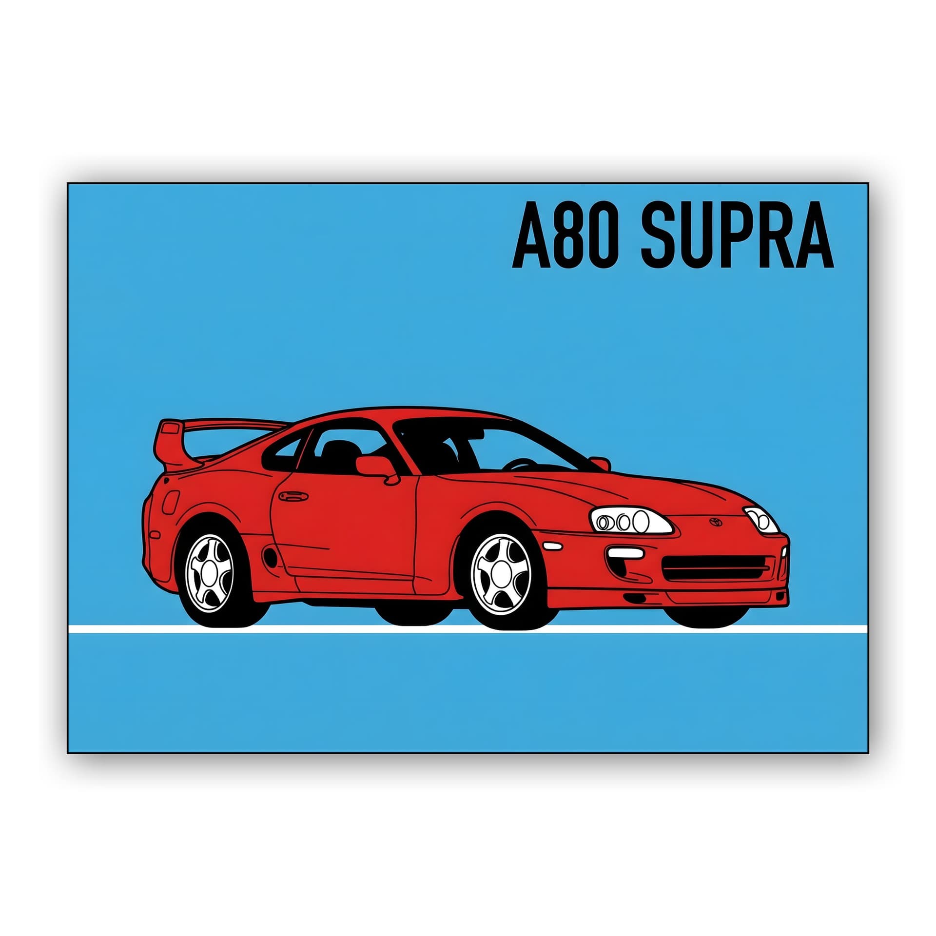 Red Legend: Toyota Supra A80 Minimalist Illustration