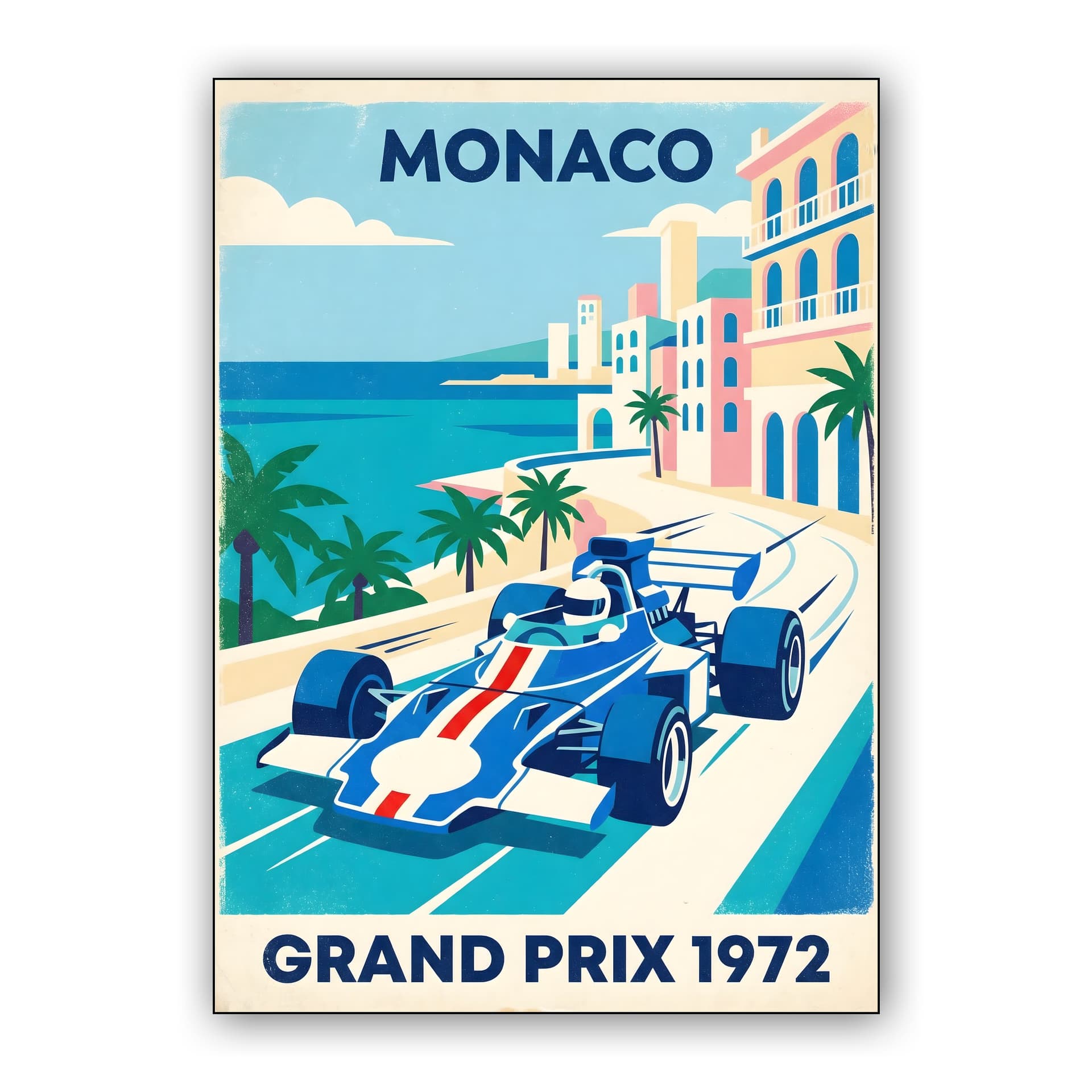 Monaco Grand Prix 1972: Vintage Racing Travel Poster