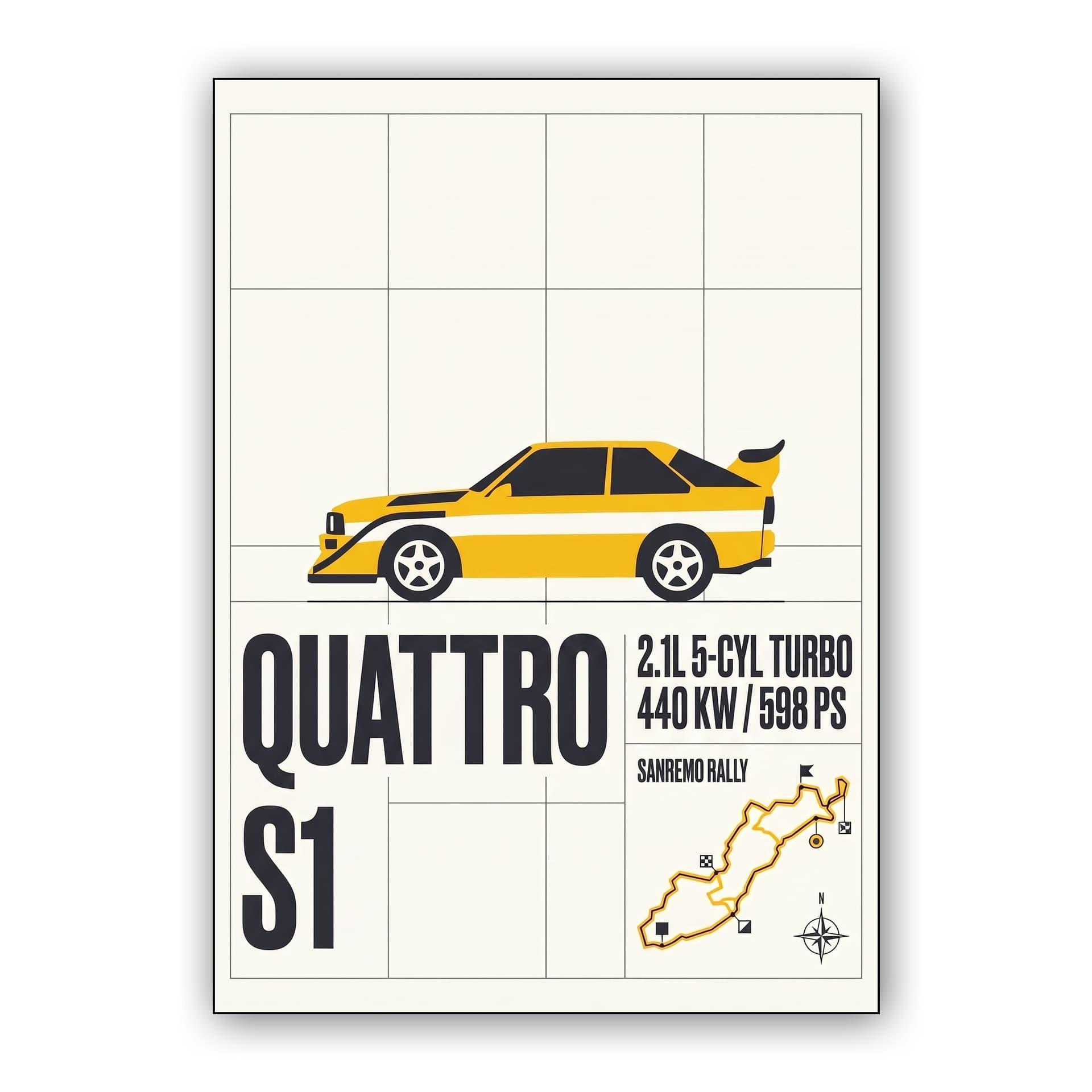 Audi Sport Quattro S1 Sanremo Rally Technical Poster