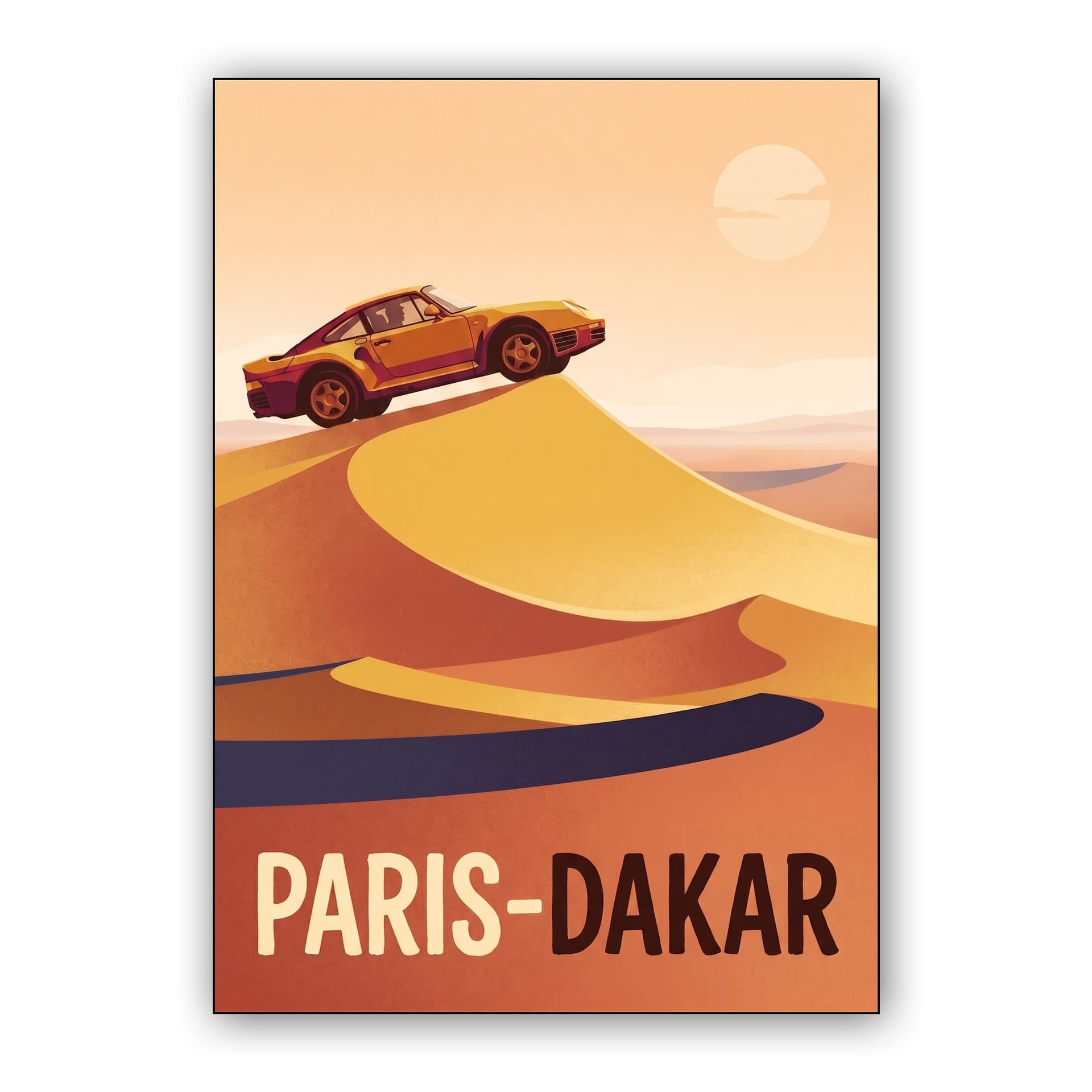 Porsche 959 Paris-Dakar Vintage Travel Poster