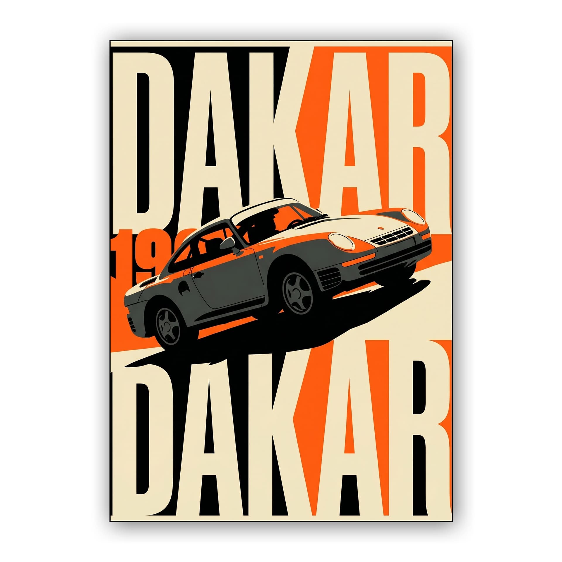 1986 Dakar Porsche 959 Typographic Poster