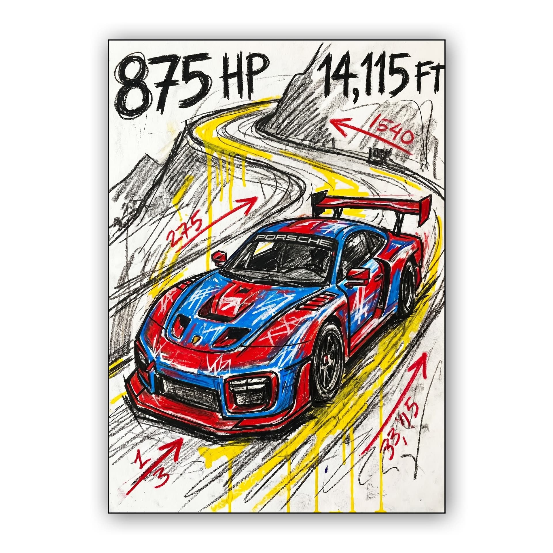 Porsche Pikes Peak 875HP Hill Climb Sketch
