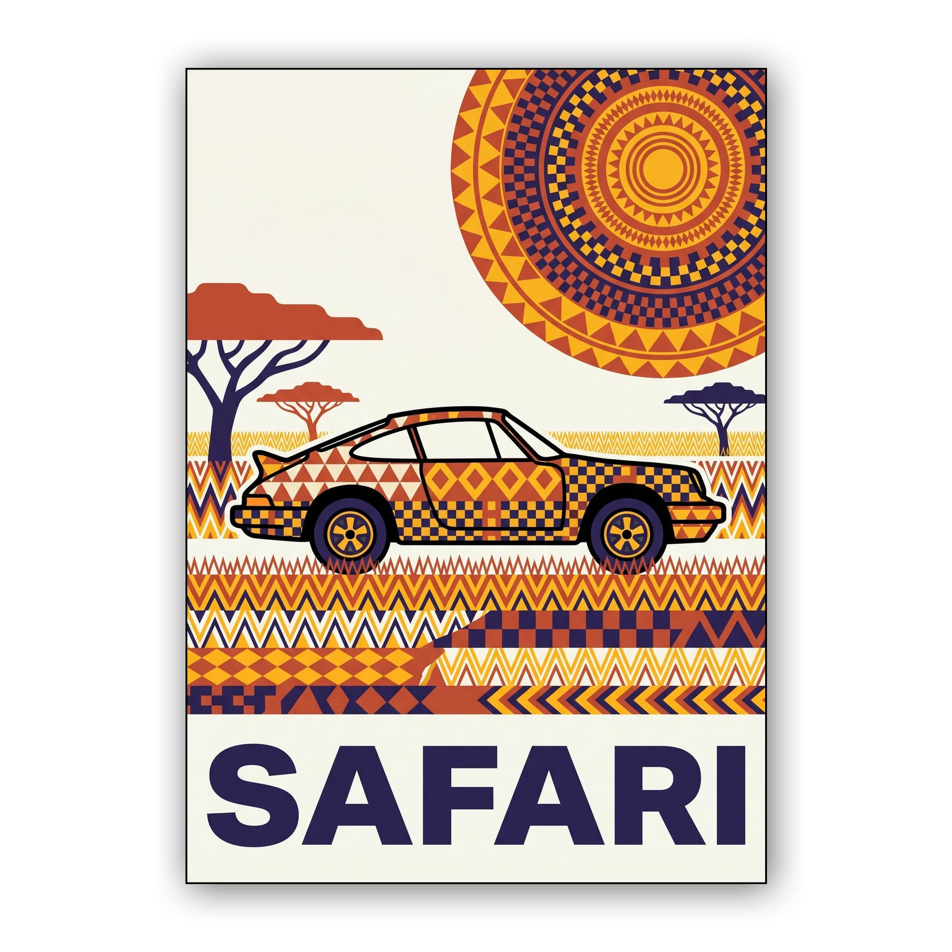 Porsche 911 Safari Savanna Pattern Poster