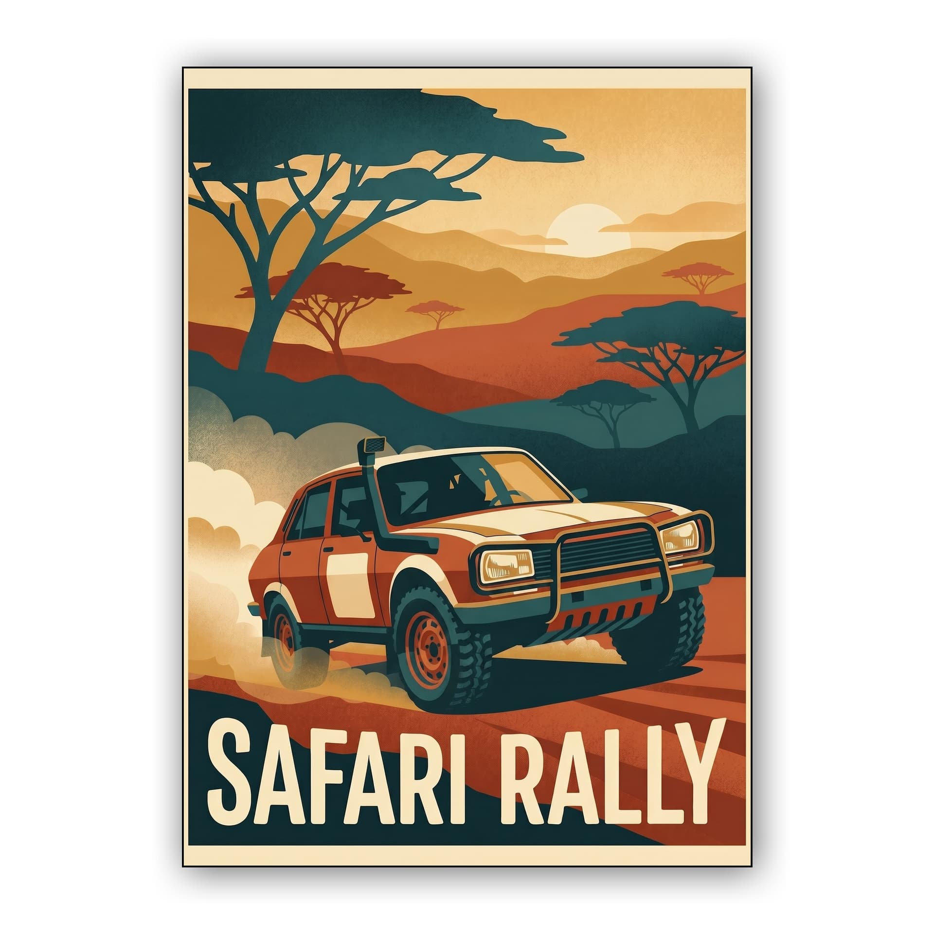 Safari Rally Renault 12 Adventure Poster