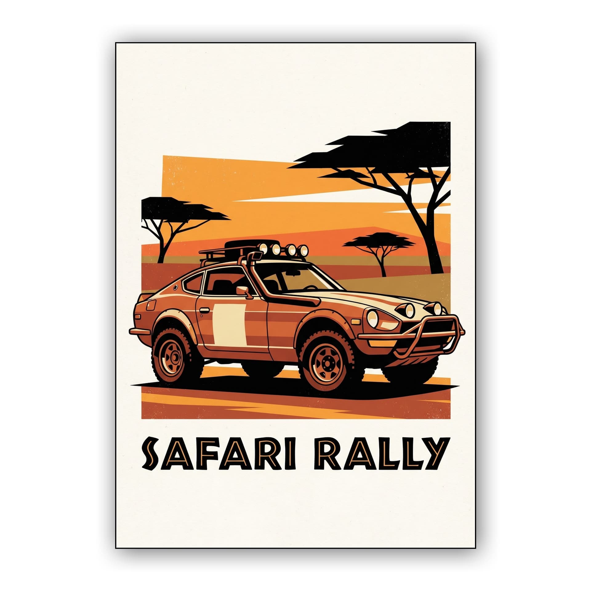 Datsun 240Z Safari Rally Savanna Sunset Poster