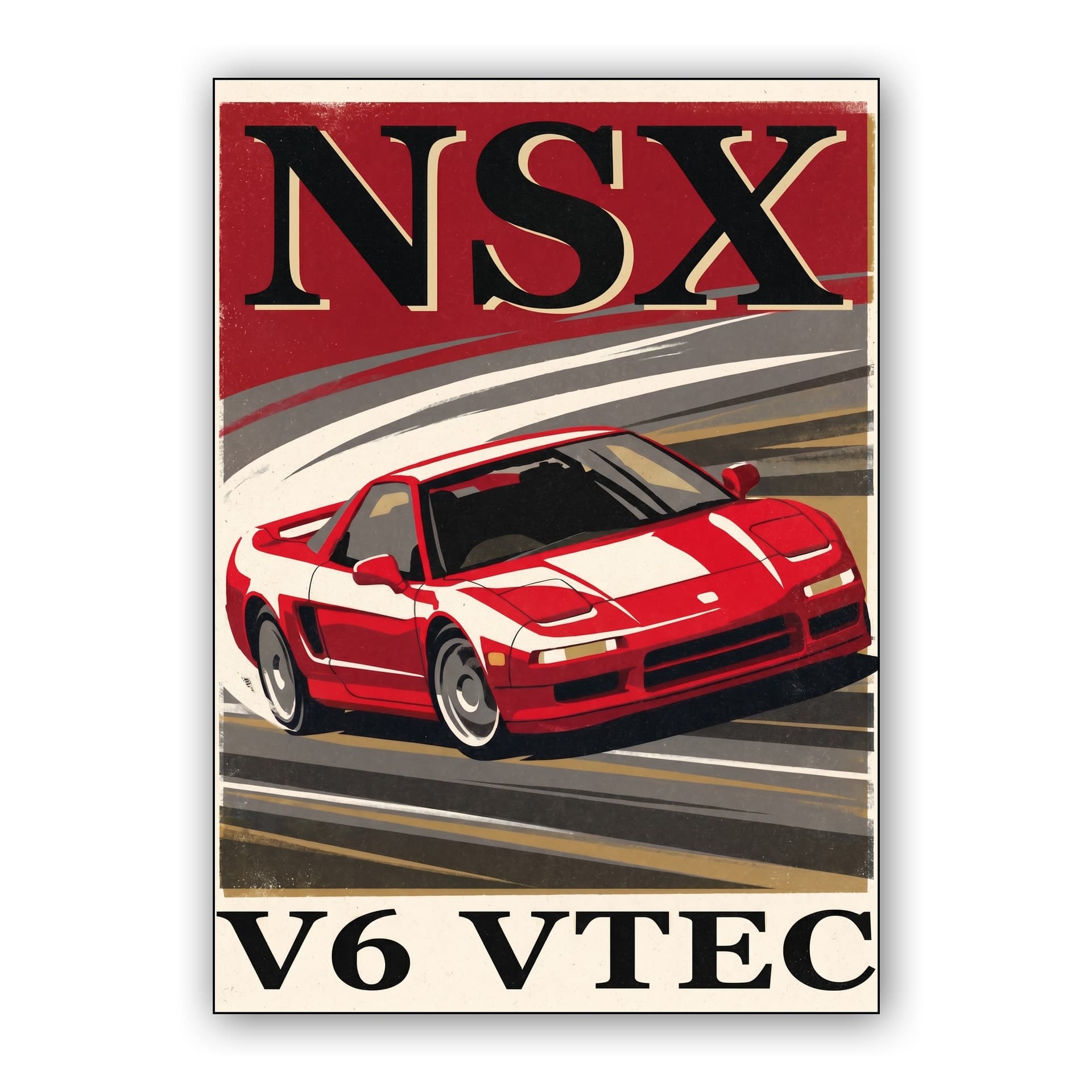 Honda NSX V6 VTEC Vintage Poster Art