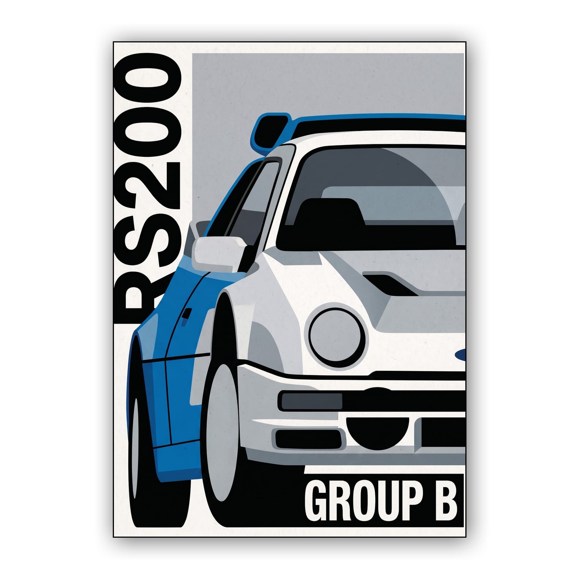 Ford RS200 Group B Flat Design Poster