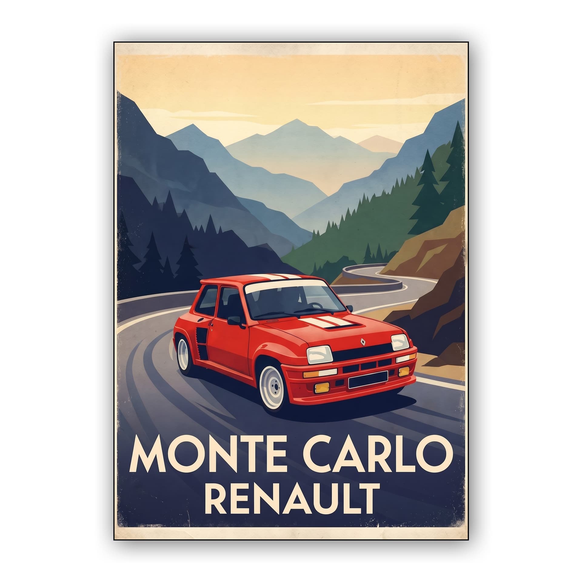 Renault 5 Turbo: Monte Carlo Rally Vintage Poster