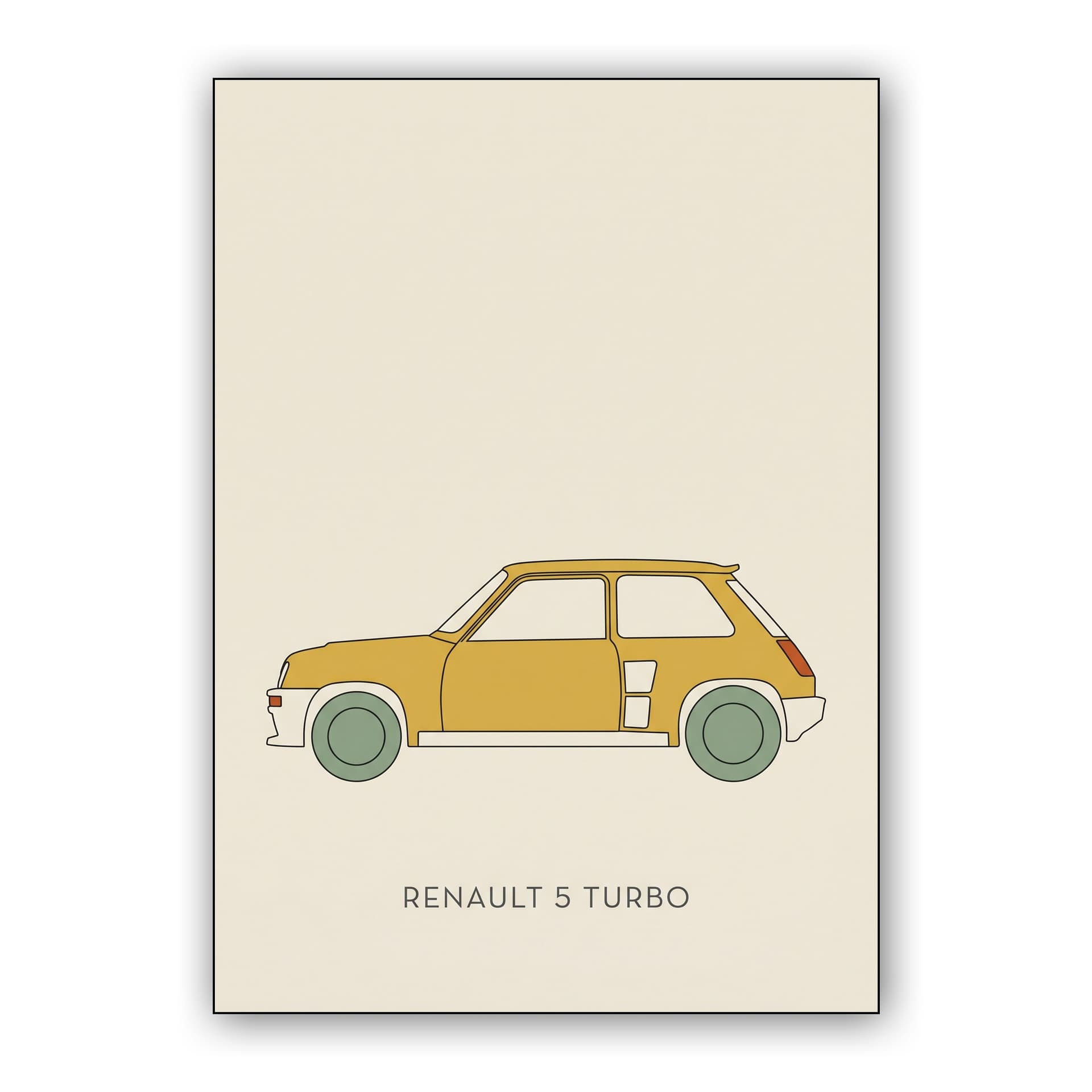 Renault 5 Turbo Minimalist Flat Art
