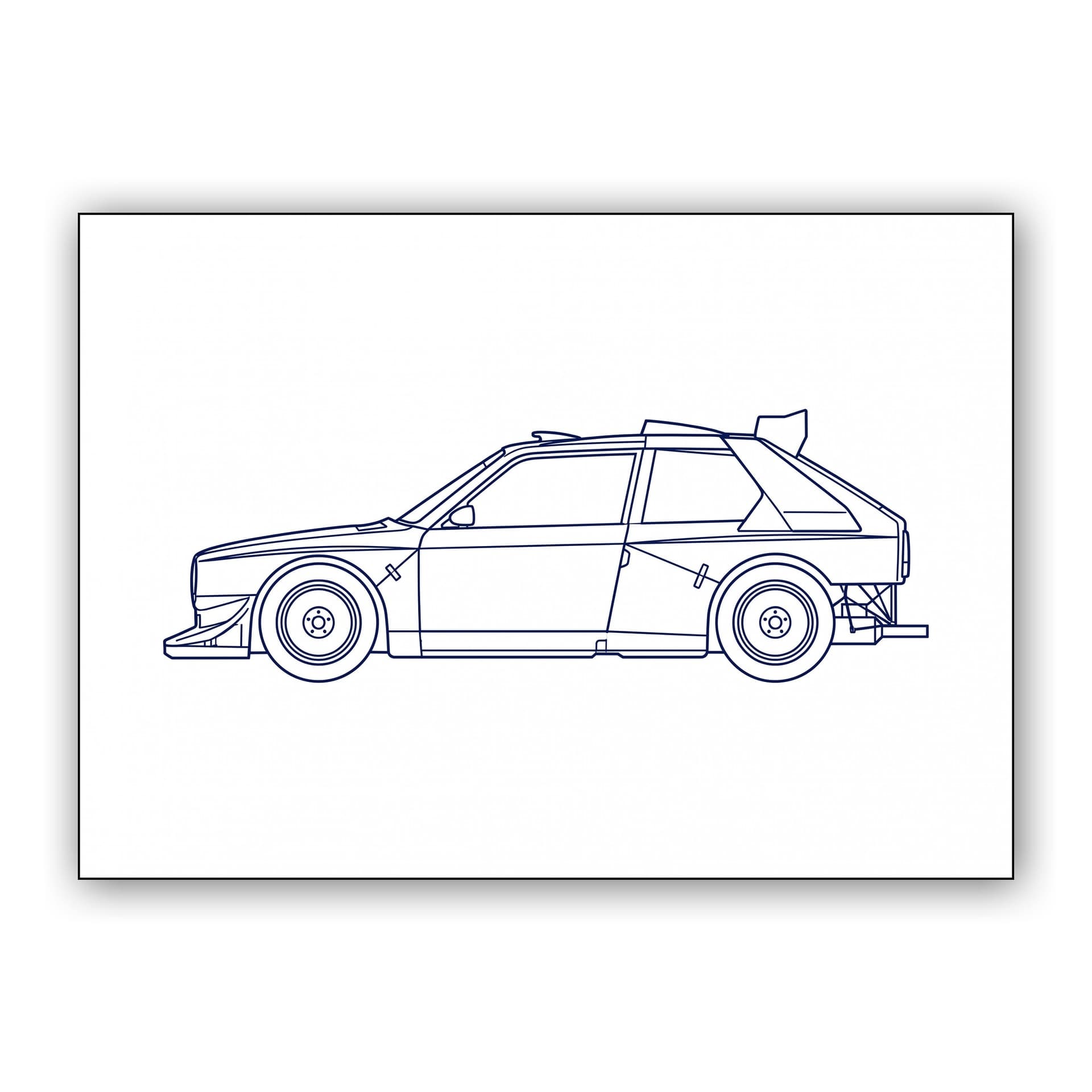 Lancia Delta S4 Minimalist Profile Line Art