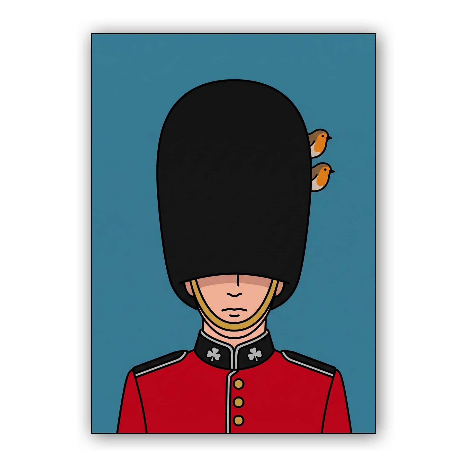 Royal Nest: Minimalist British Guard with Robins