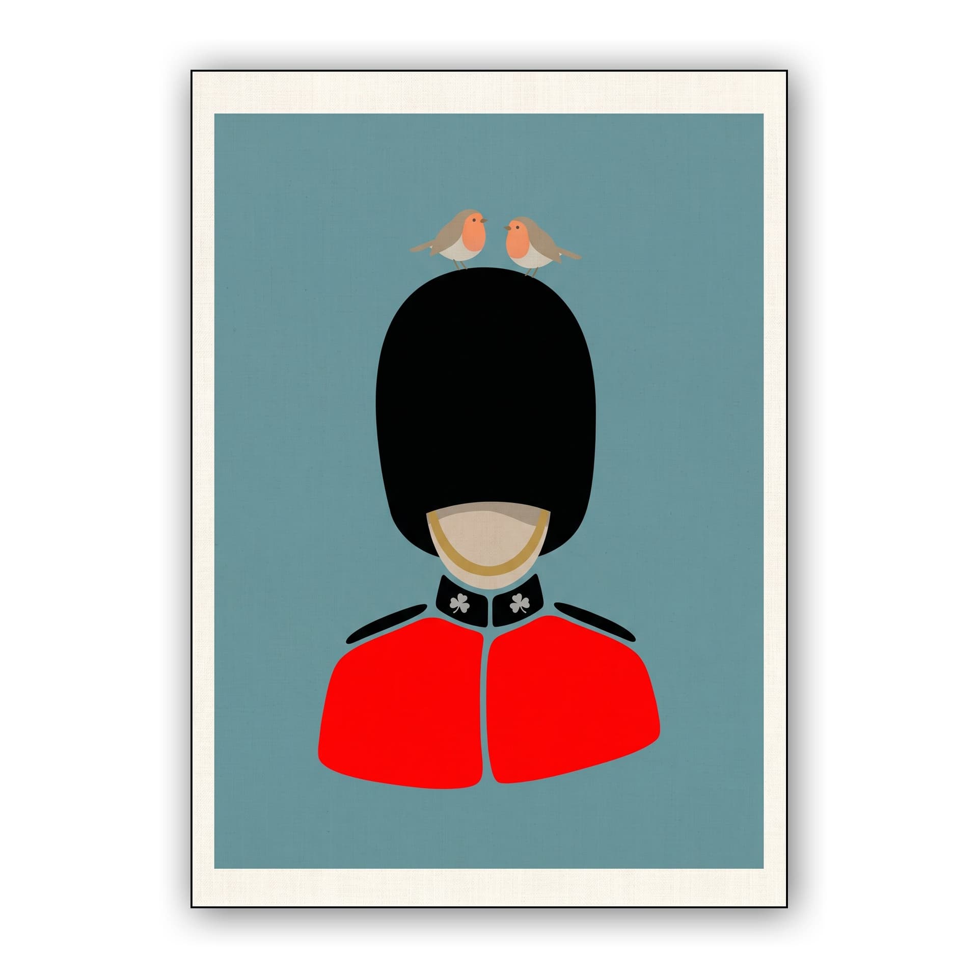 Royal Nest: Minimalist British Guard with Robins