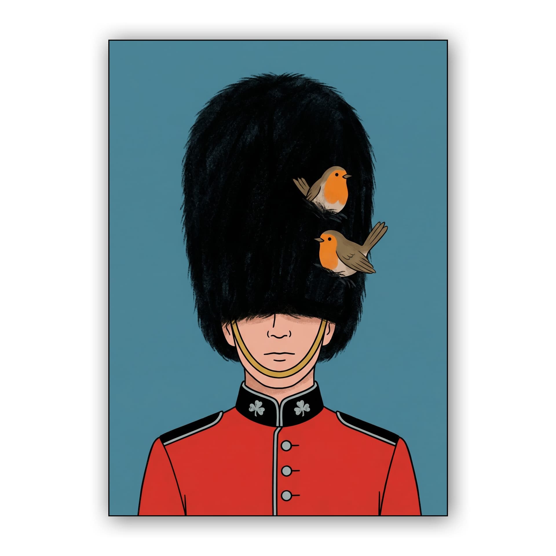 Royal Nest: Minimalist British Guard with Robins