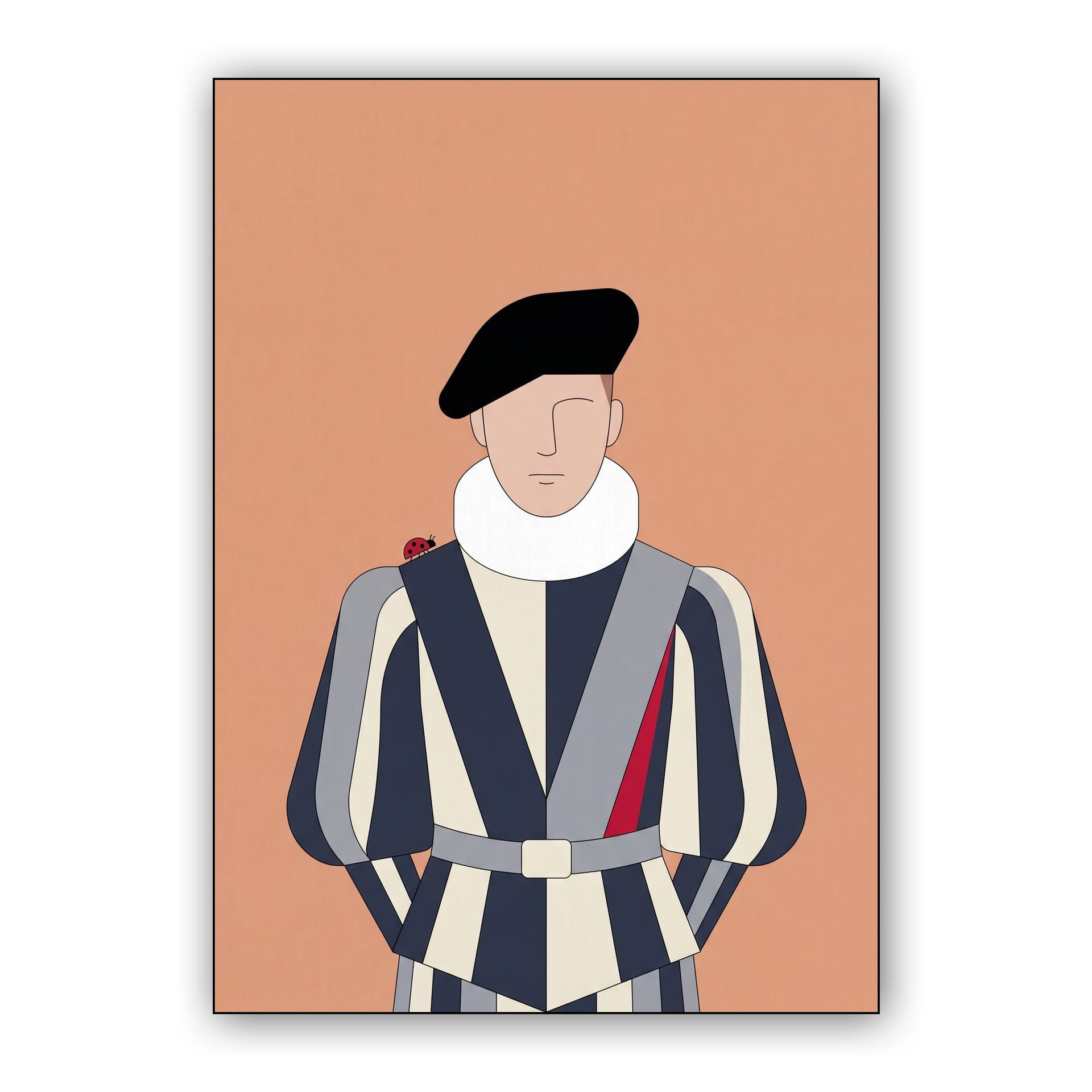 The Guard's Ladybug: Minimalist Swiss Guard Art