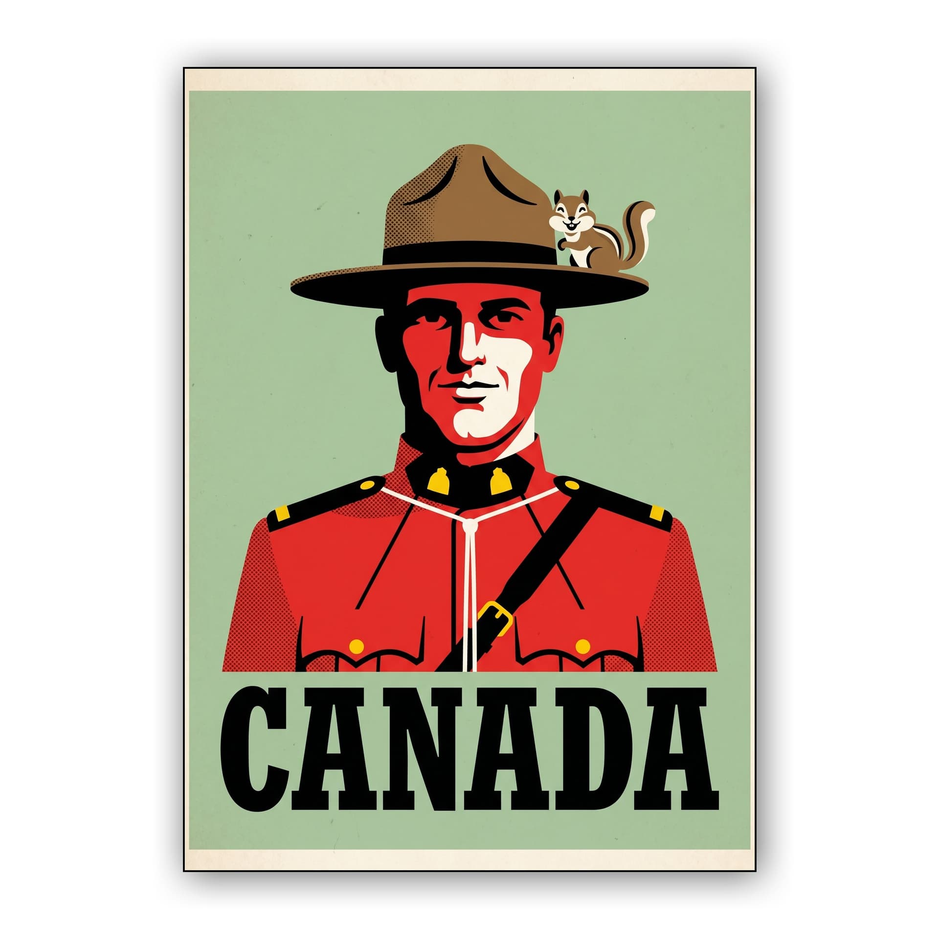 Canada Retro Poster: Classic Mountie and Chipmunk