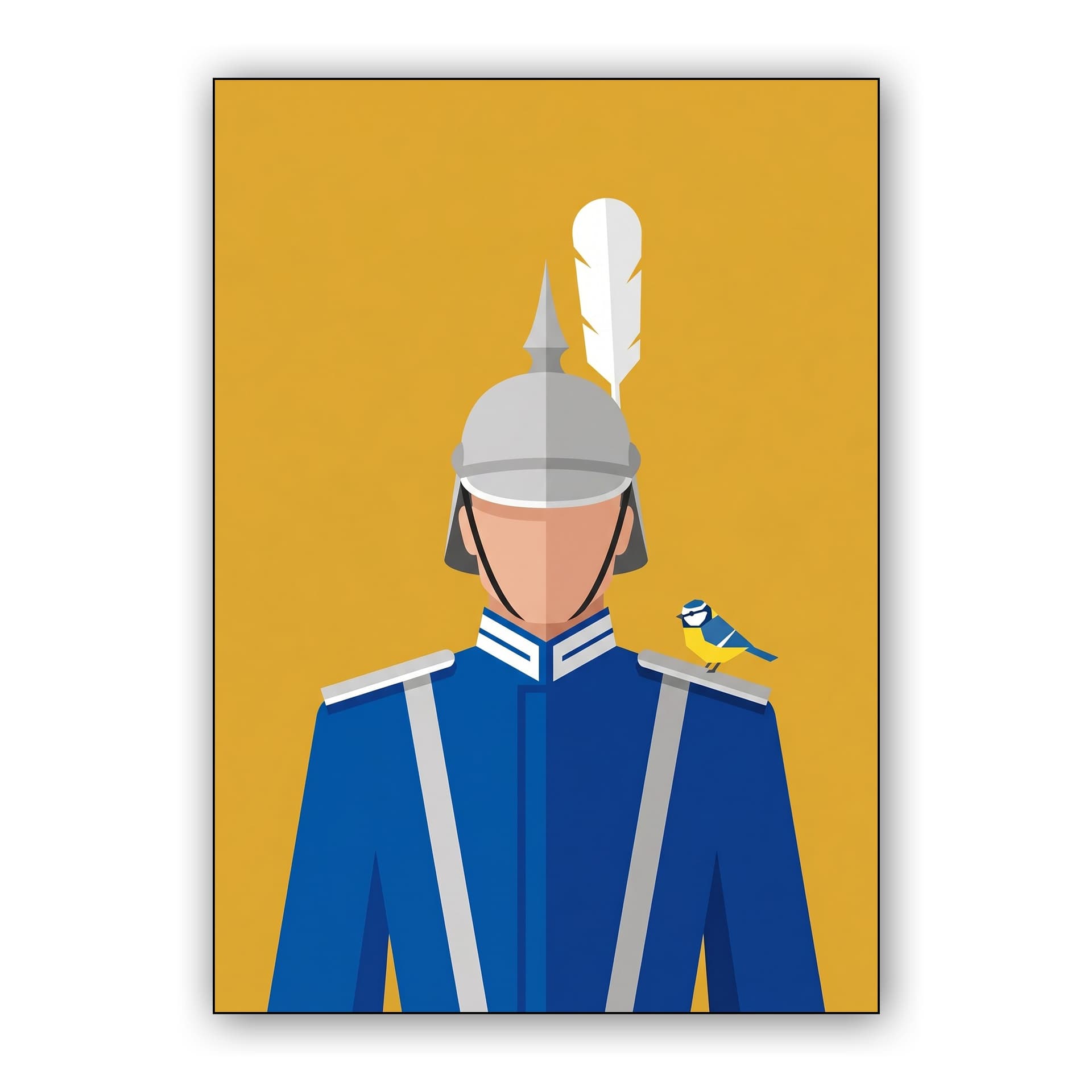 The Guard's Blue Tit: Minimalist Swedish Guard Art