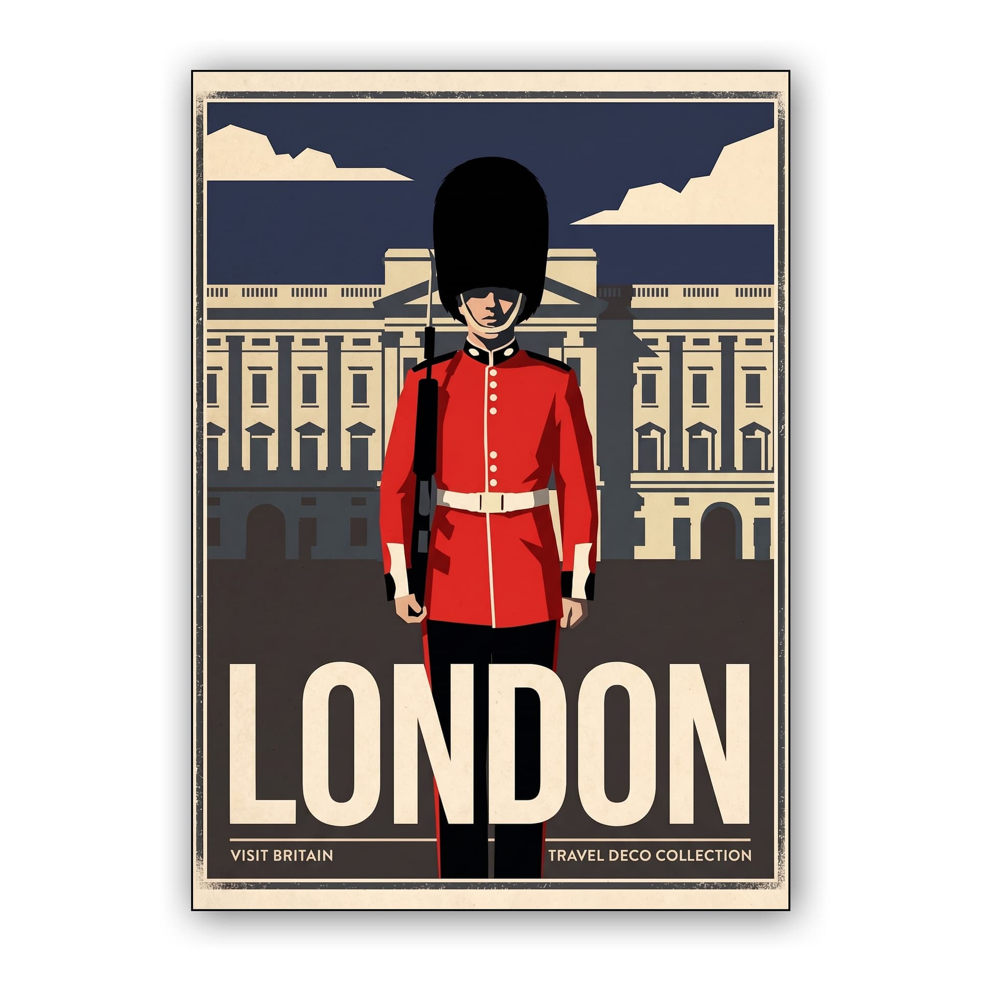 London Art Deco Poster: Royal Guard at Buckingham Palace