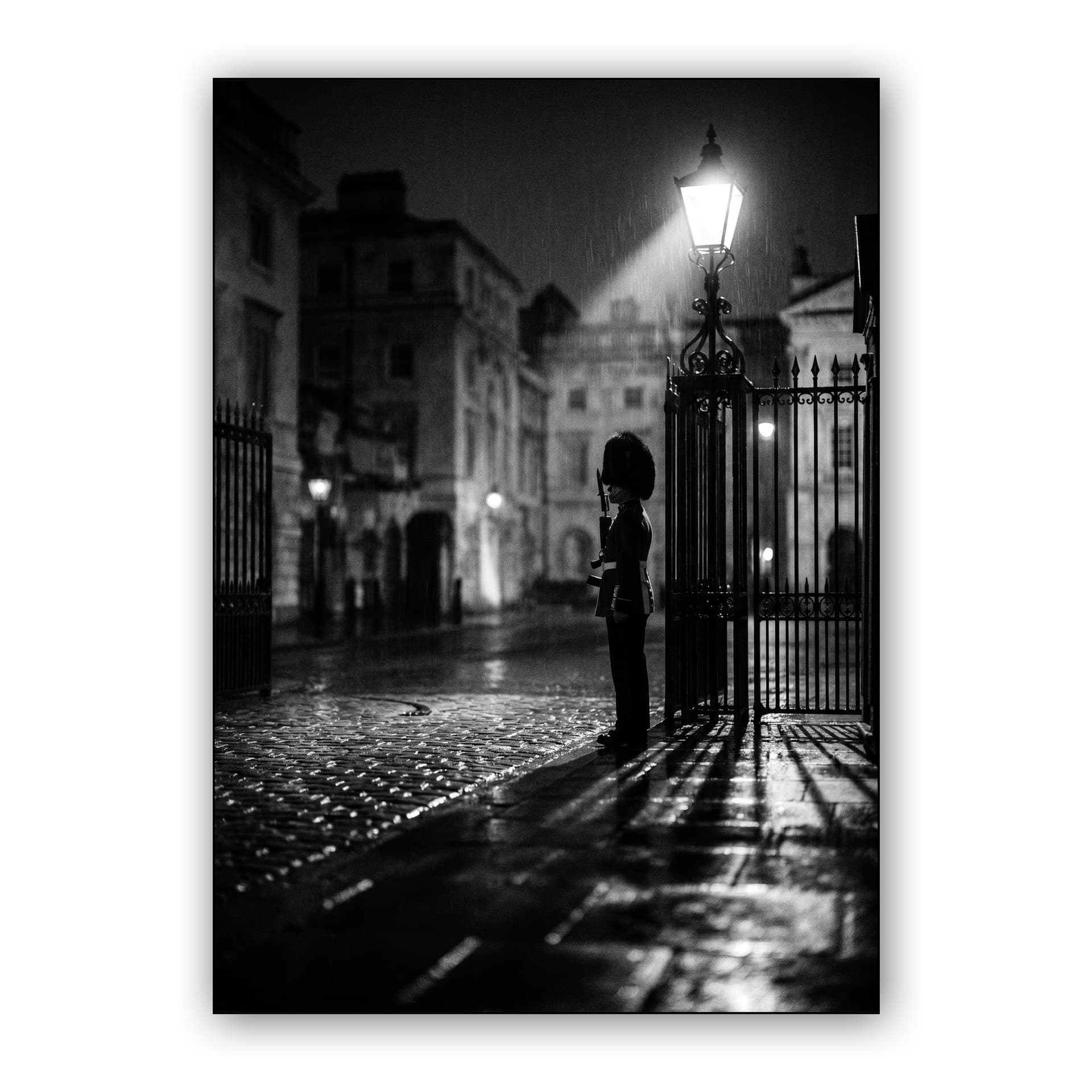 Midnight Sentinel: London Guard in the Rain