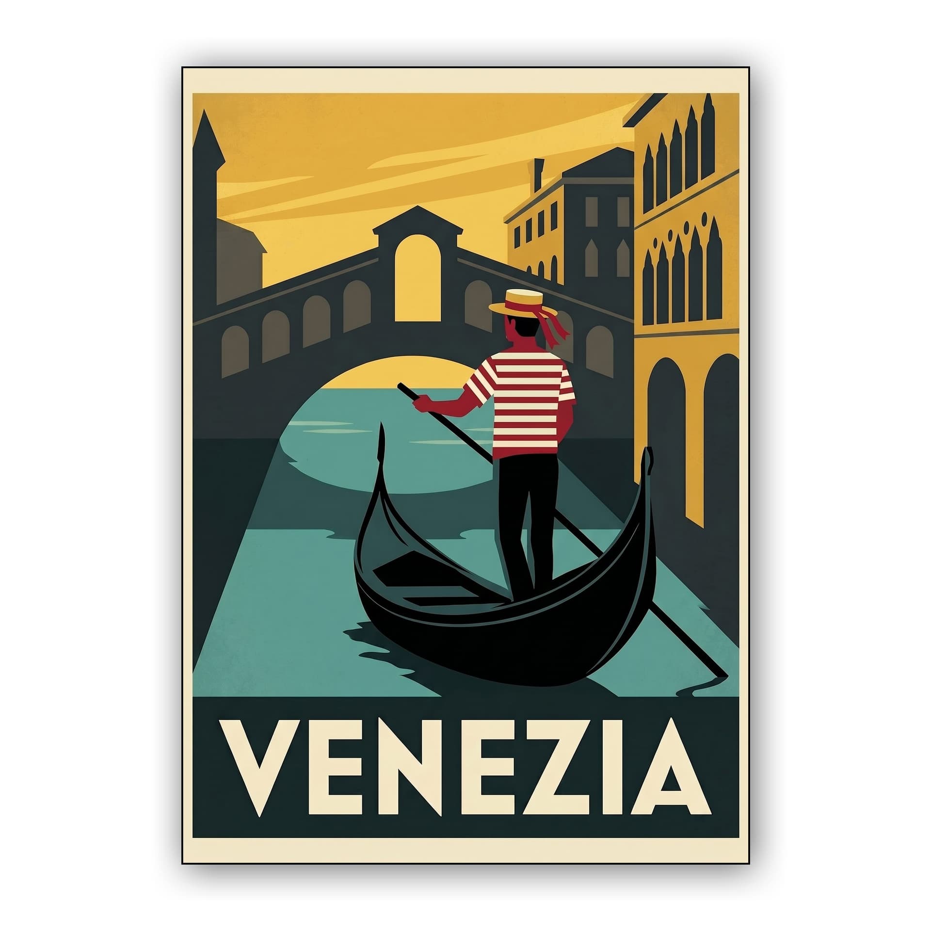 Venezia Retro Poster: Classic Venetian Gondola