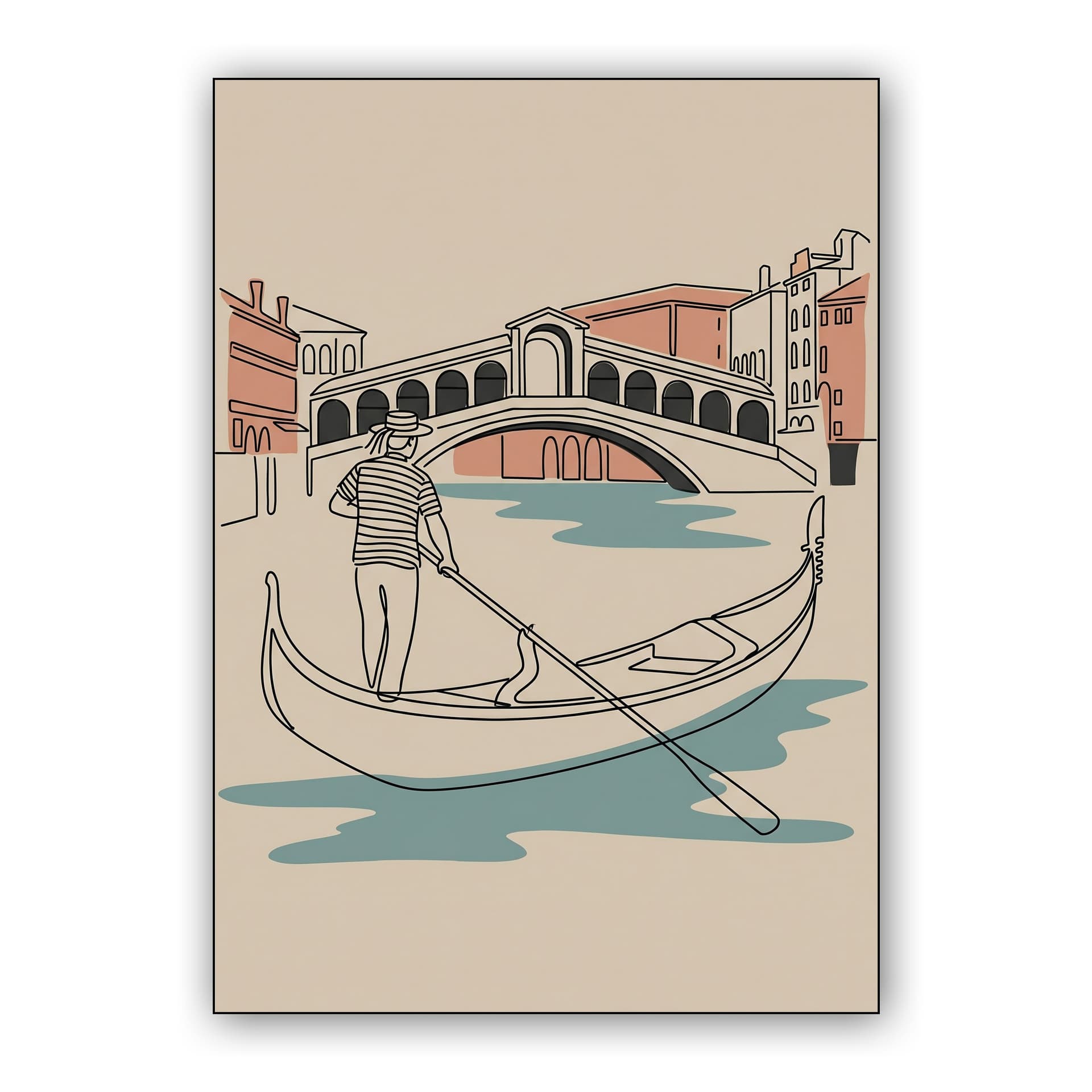 Venezia Lines: Minimalist Venetian Gondolier Art