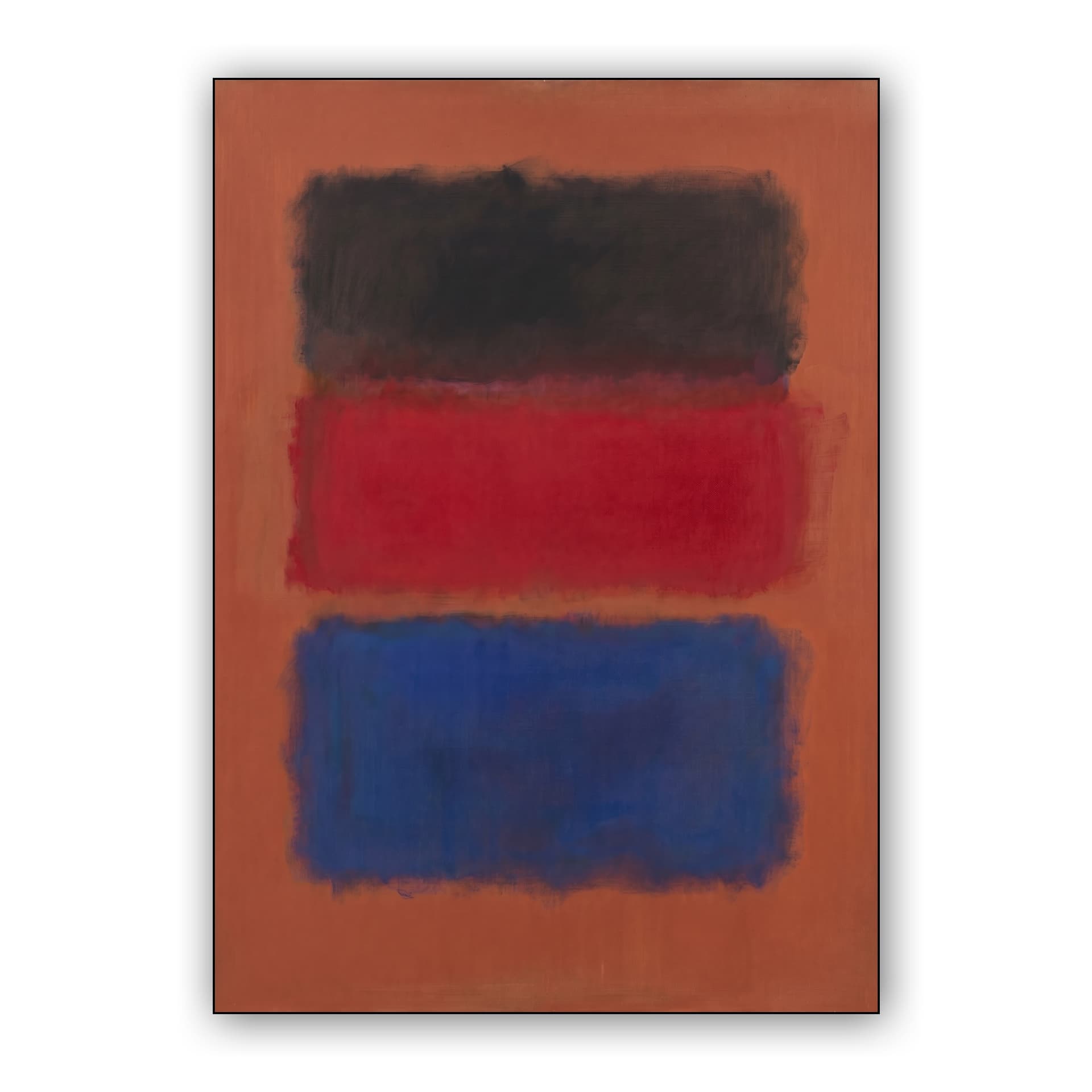 Harmony in Charcoal, Crimson and Blue: Color Field Art
