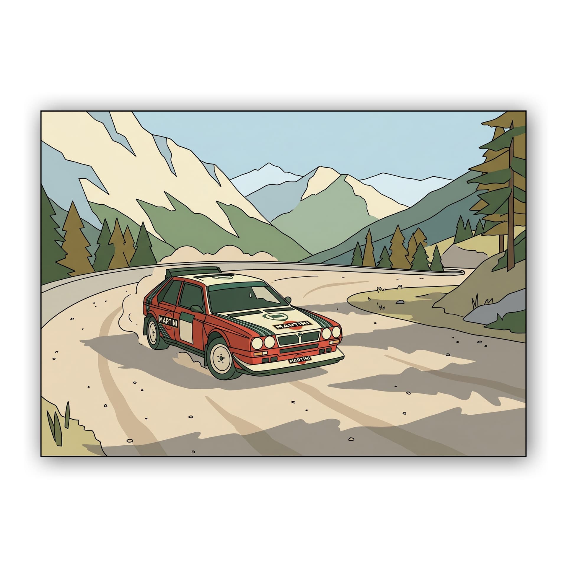 Alpine Slide - Lancia Delta S4 Line Art Poster