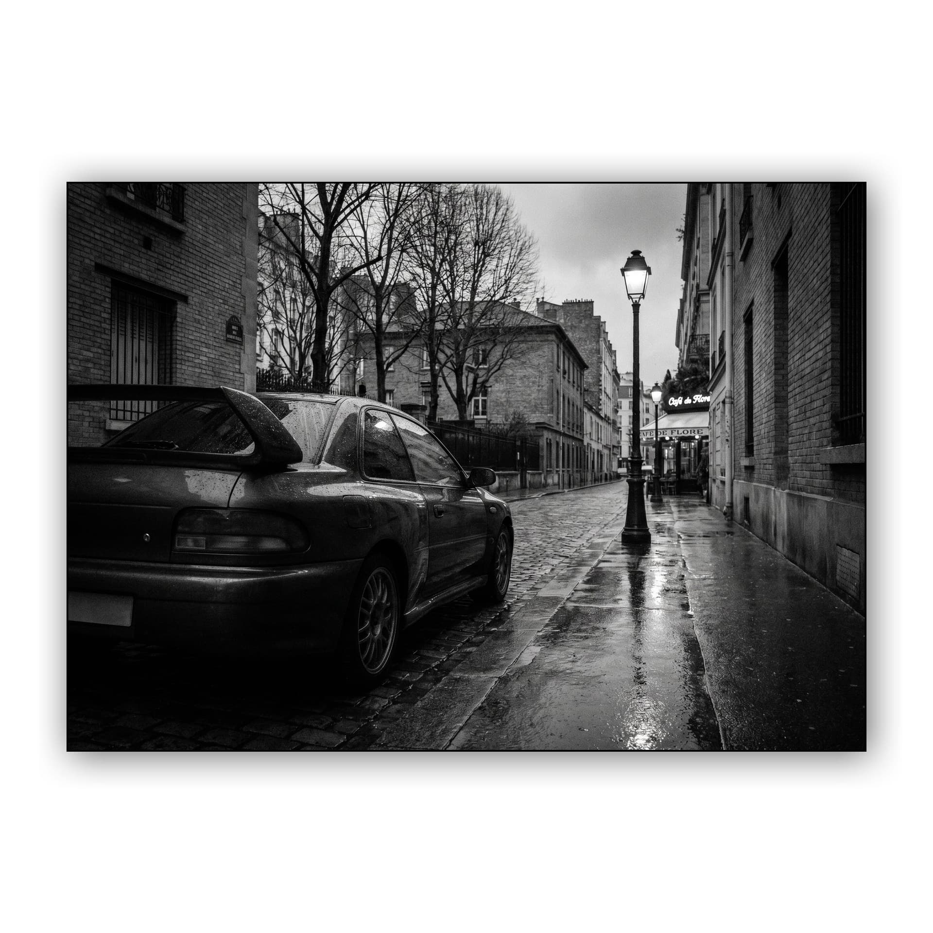 Rainy Paris - Subaru Impreza 22B STi at Café de Flore