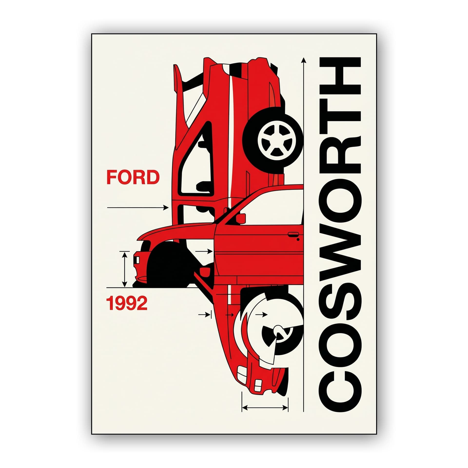 Ford Escort RS Cosworth - Avant-Garde Constructivist Poster