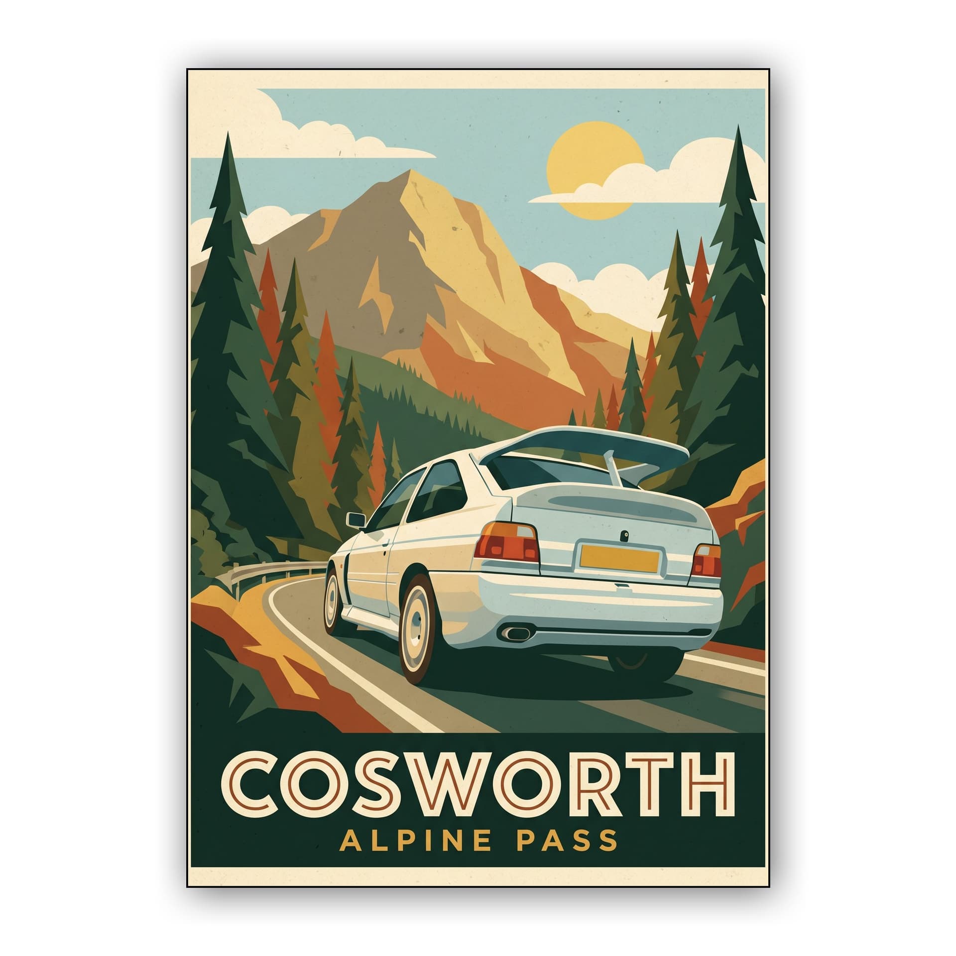 Cosworth Alpine Pass - Retro Travel Poster