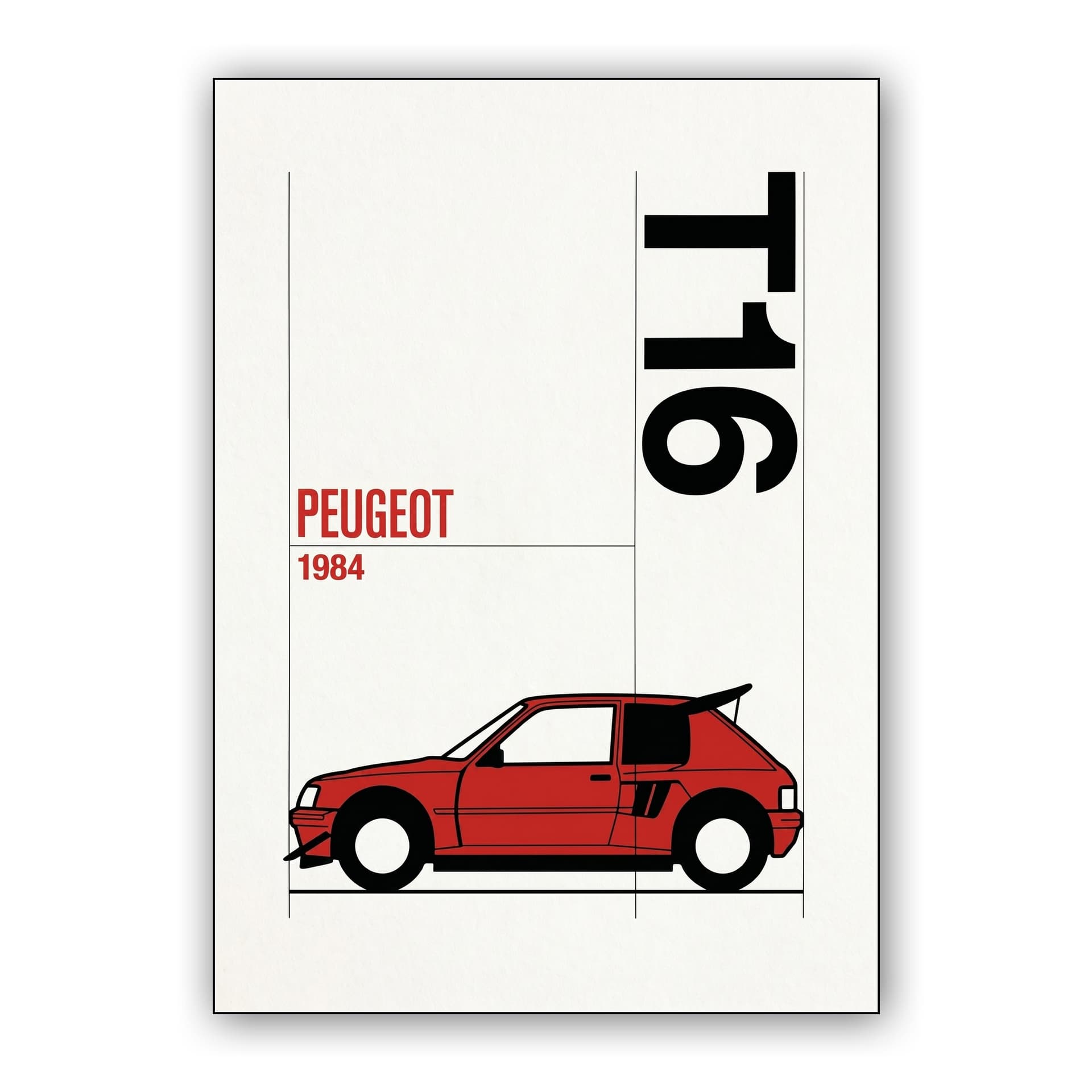 Peugeot 205 T16 1984 - Avant-Garde Constructivist Poster