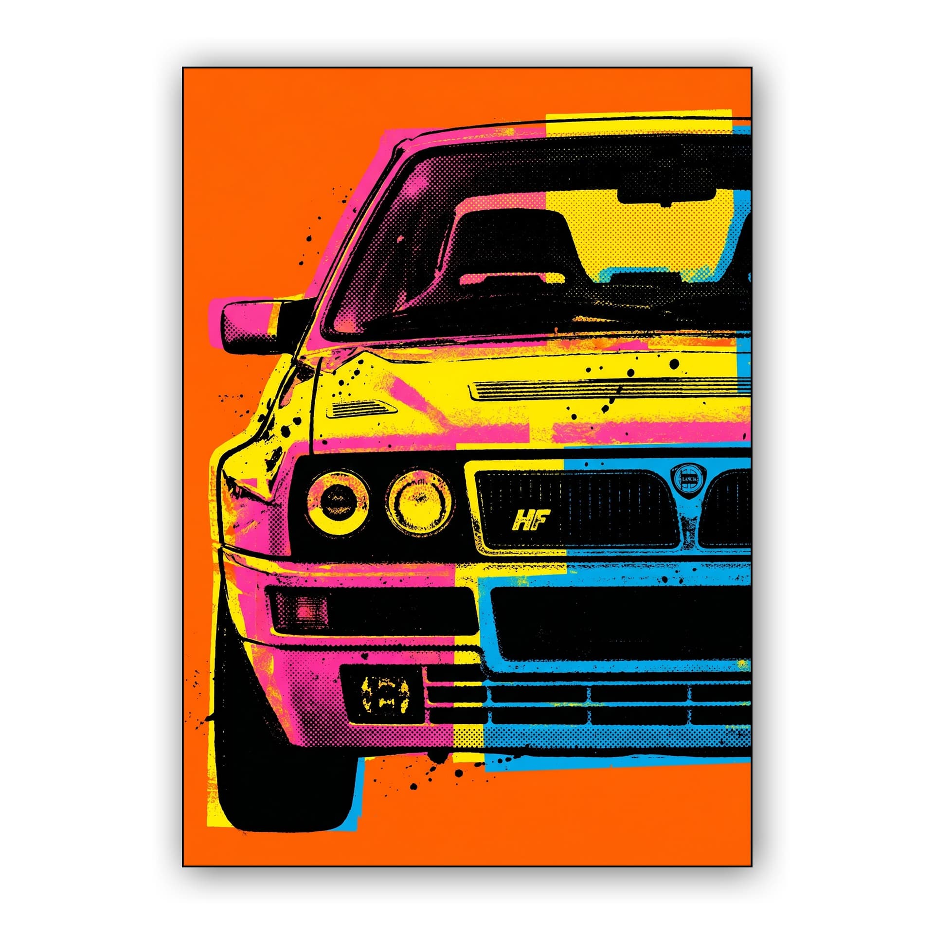 Lancia Delta Integrale Neon Pop Art Poster