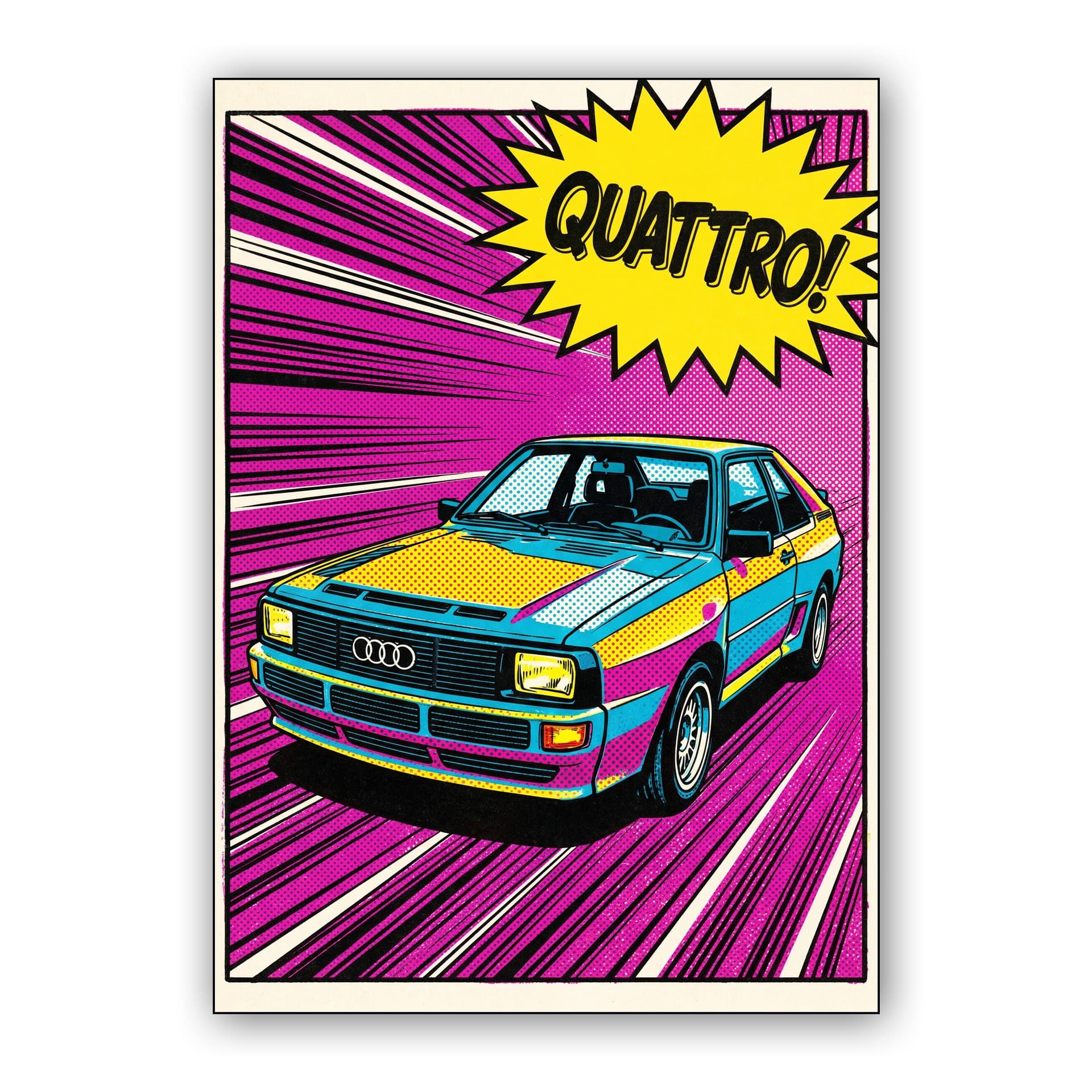 Audi Quattro Comic Book Pop Art Poster
