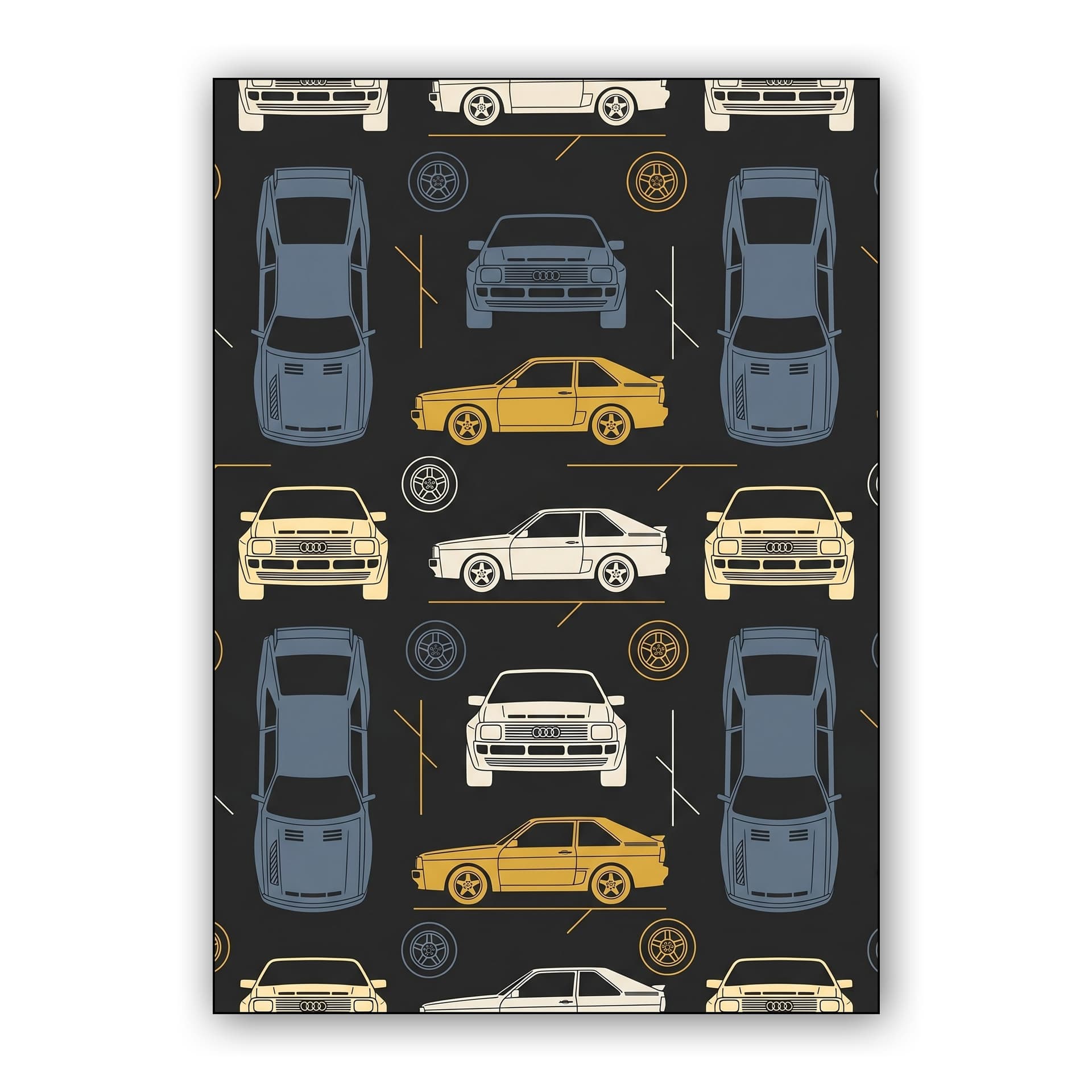 Audi Quattro Retro Seamless Pattern Art