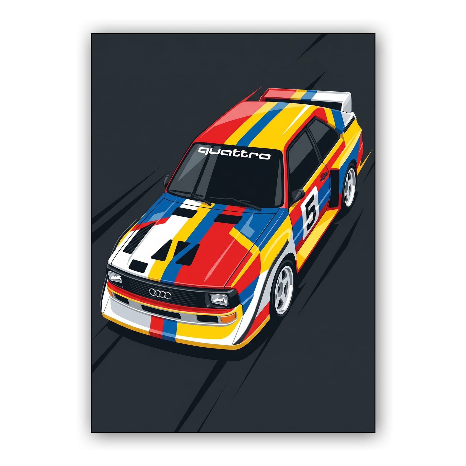 Audi Sport Quattro Colorful Geometric Racing Art