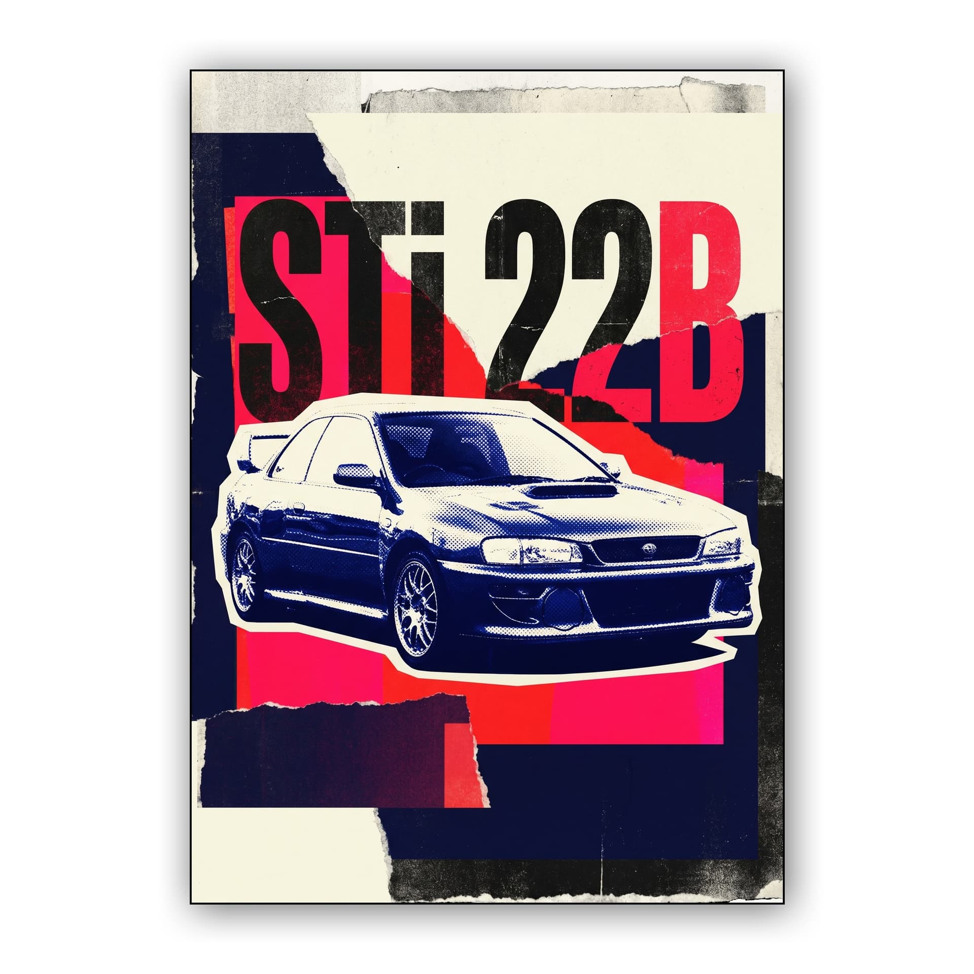 Subaru Impreza WRX STi 22B Vintage Collage Poster