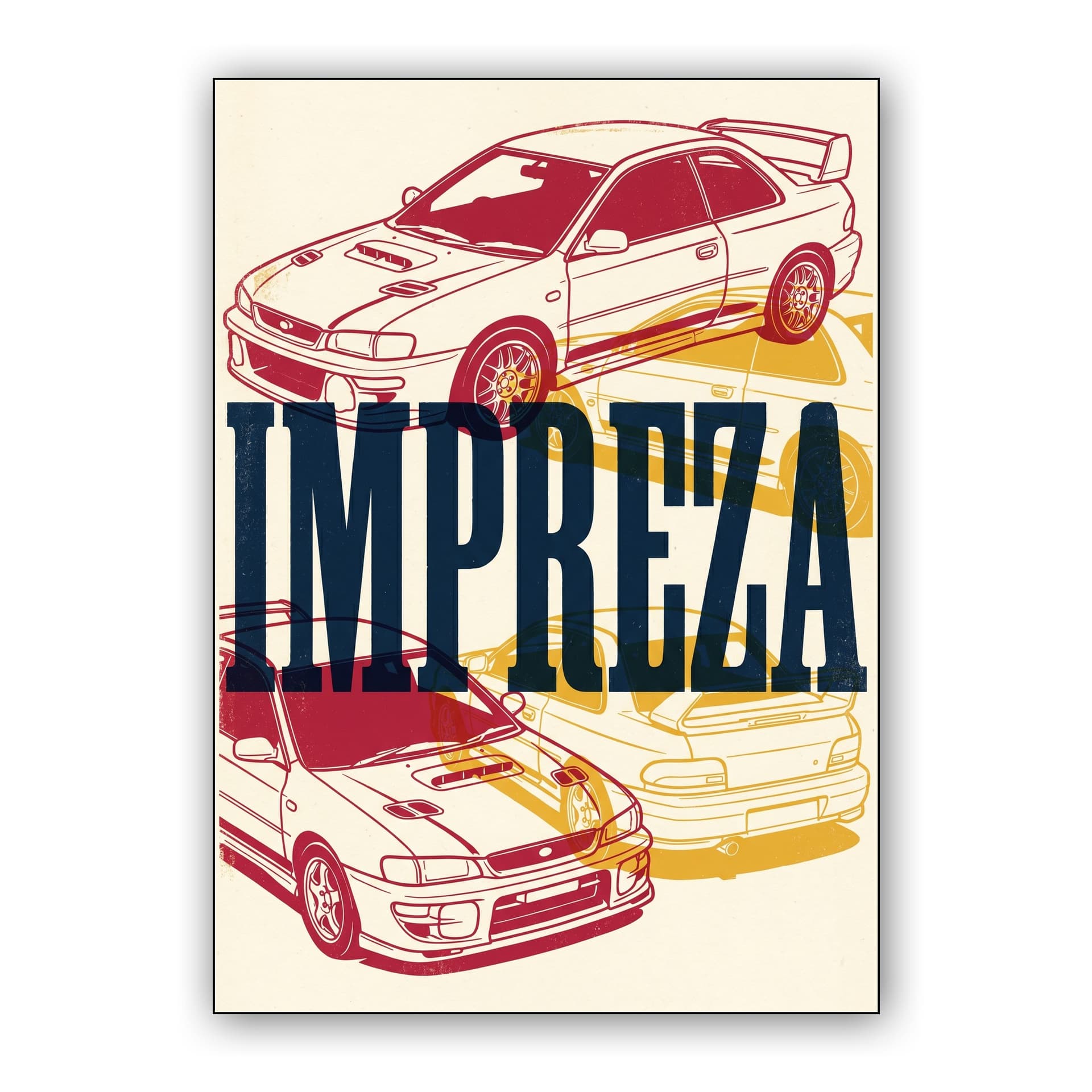 Subaru Impreza Vintage Graphic Screenprint Poster