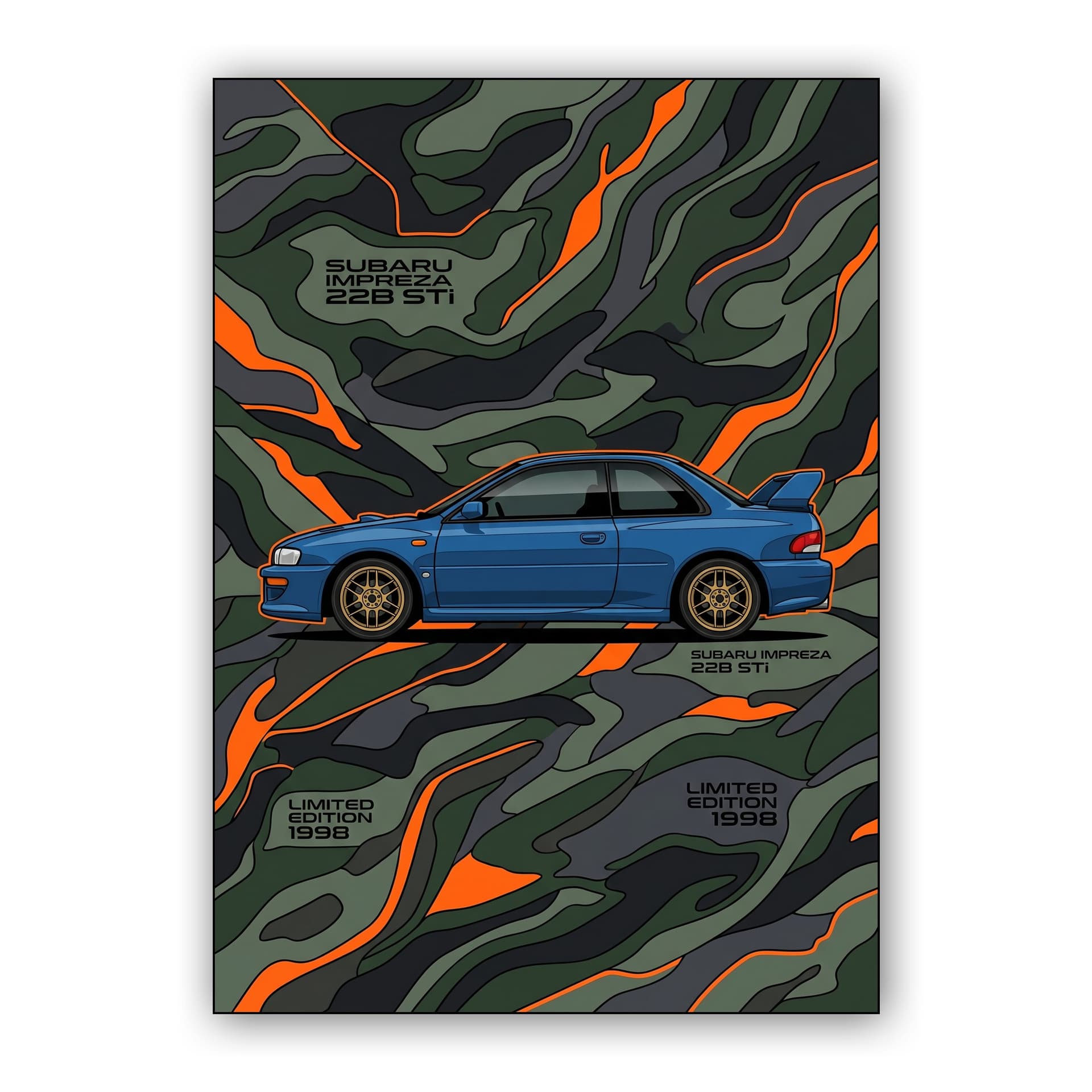Subaru Impreza 22B STi Camouflage Wave Poster