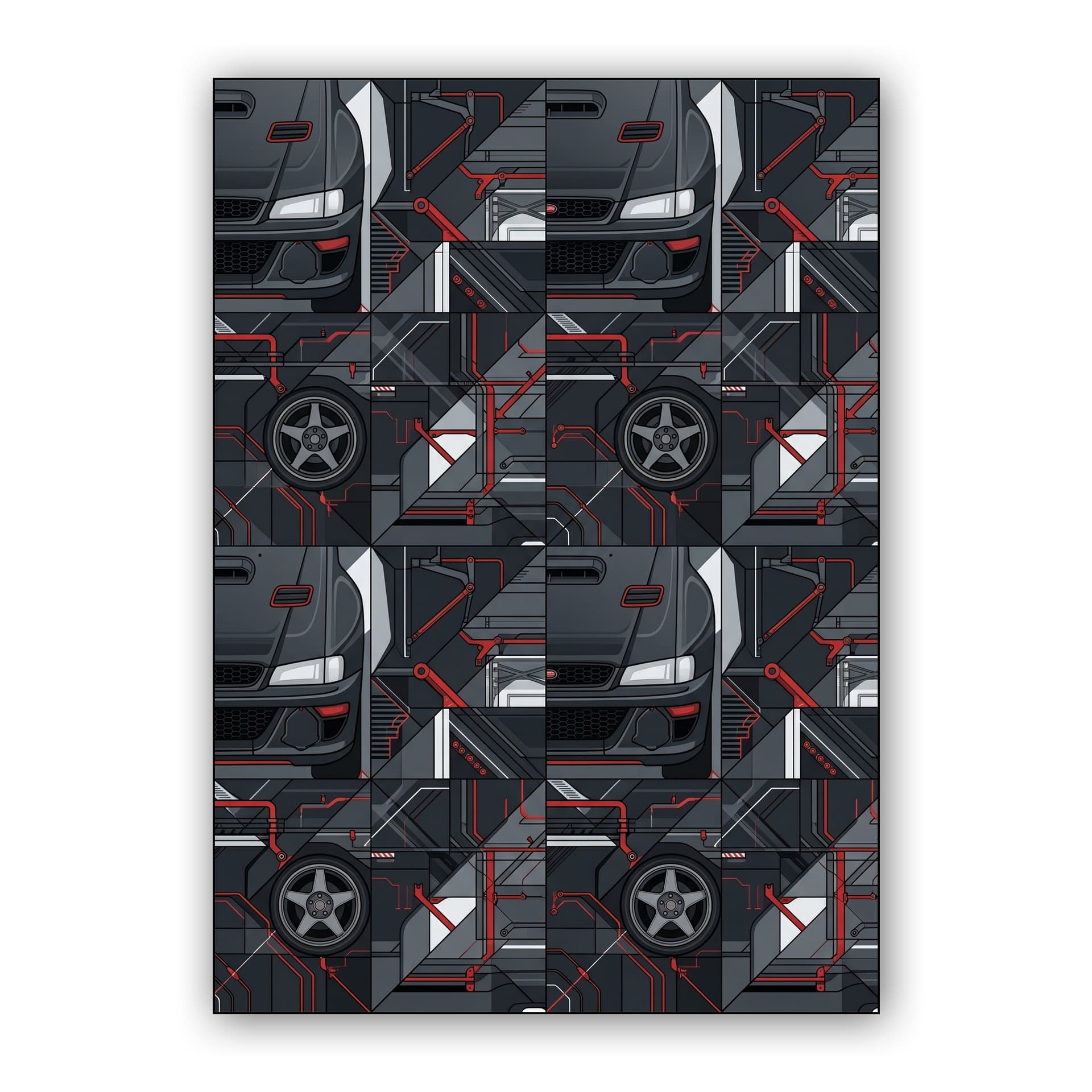 Subaru Impreza Cyberpunk Mecha Seamless Pattern Art