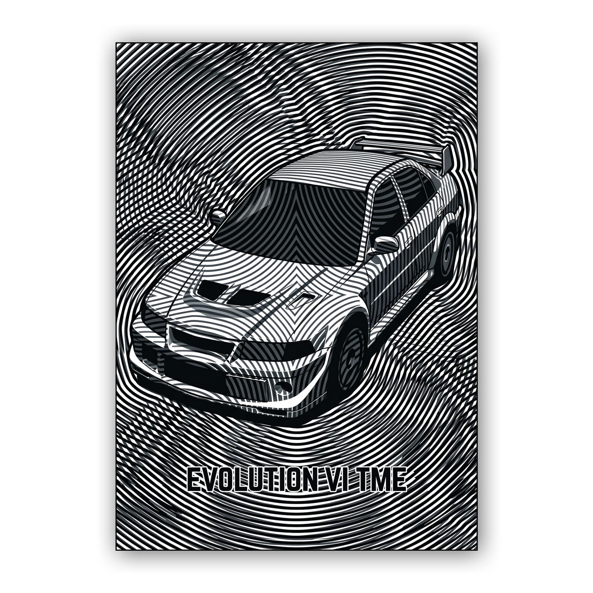 Mitsubishi Lancer Evolution VI TME Black and White Op Art