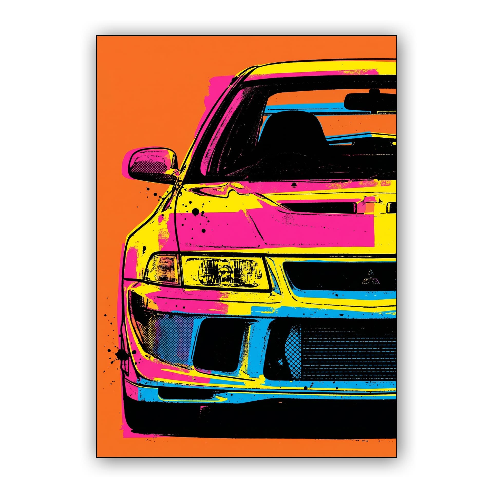 Mitsubishi Lancer Evolution Neon Pop Art Poster