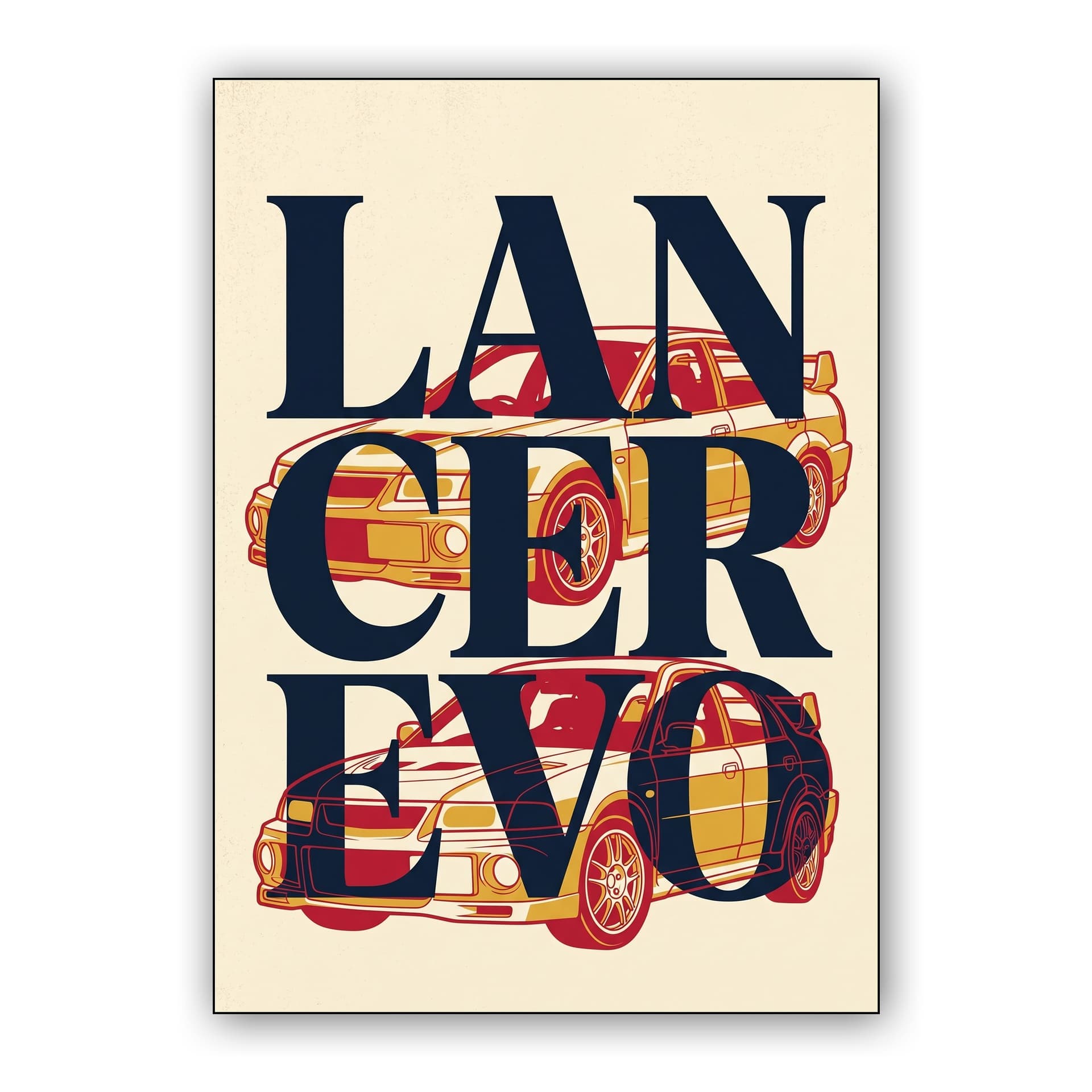 Mitsubishi Lancer Evo Vintage Graphic Screenprint Poster