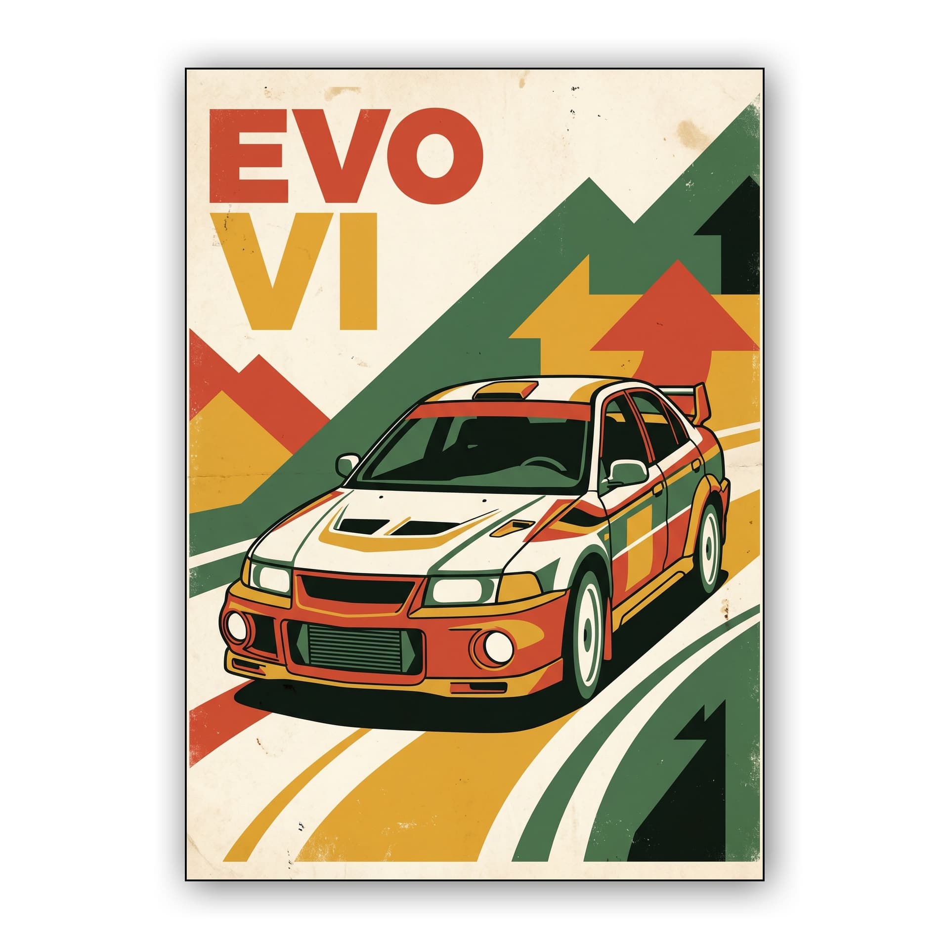 Mitsubishi Lancer Evolution VI Retro Travel Poster