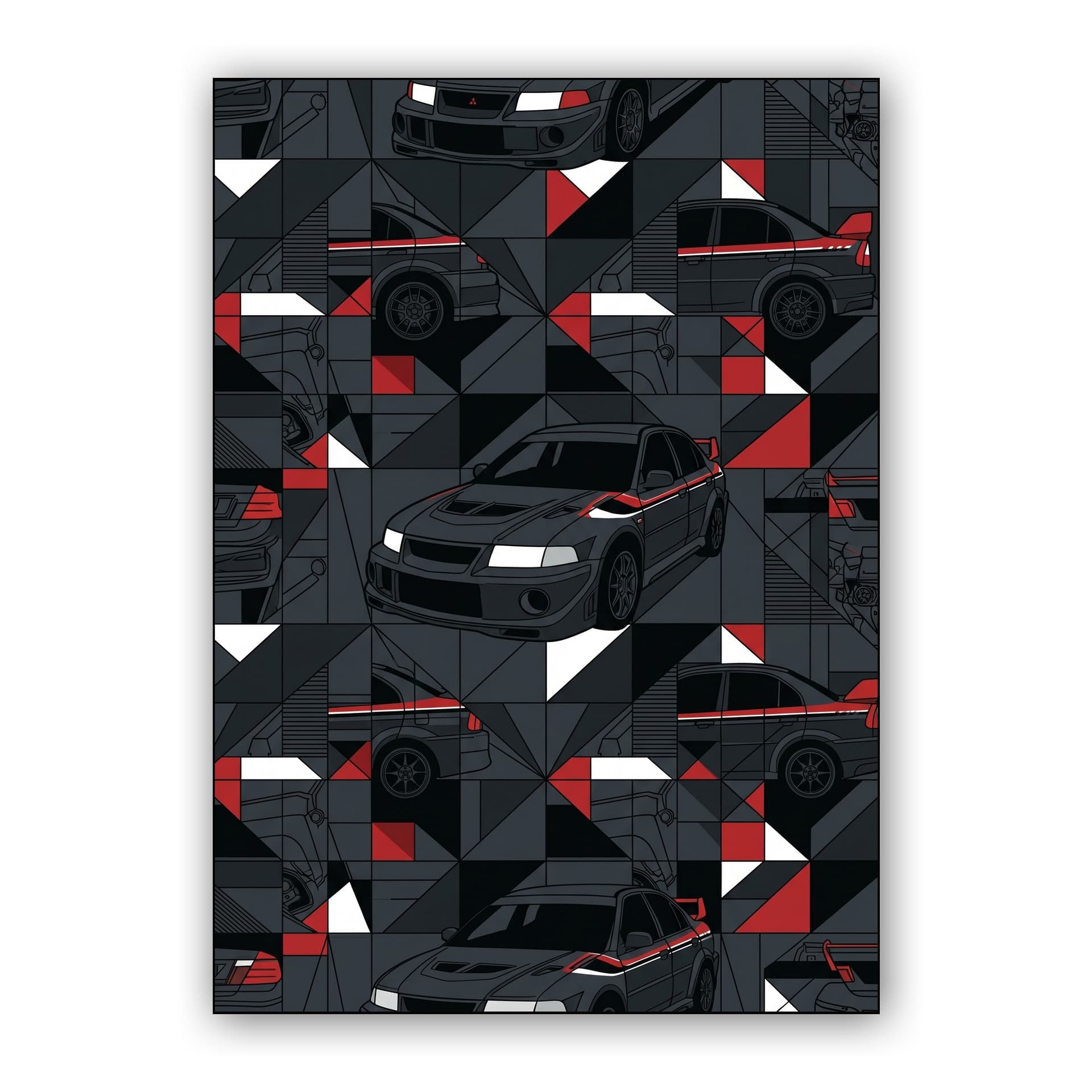 Mitsubishi Lancer Evo Geometric Seamless Pattern Art