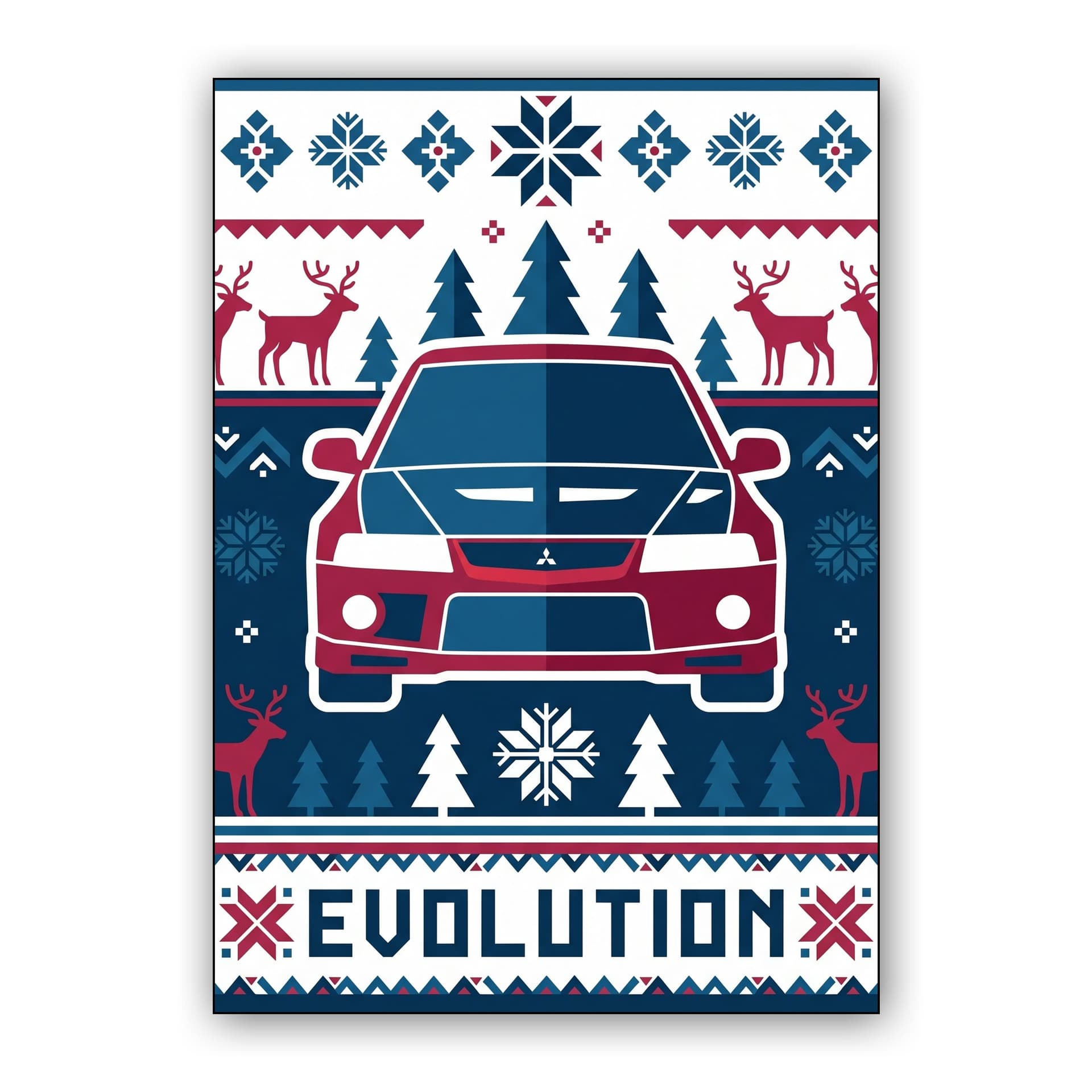 Mitsubishi Lancer Evo Nordic Holiday Knit Pattern Art