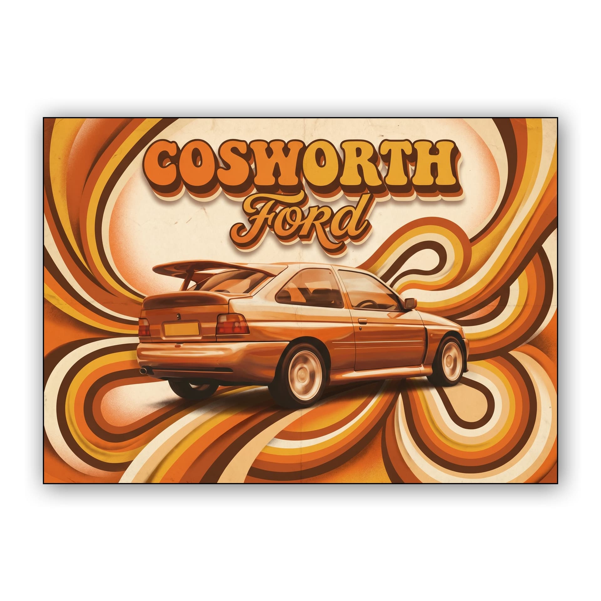 Ford Escort Cosworth 70s Psychedelic Liquid Art Poster