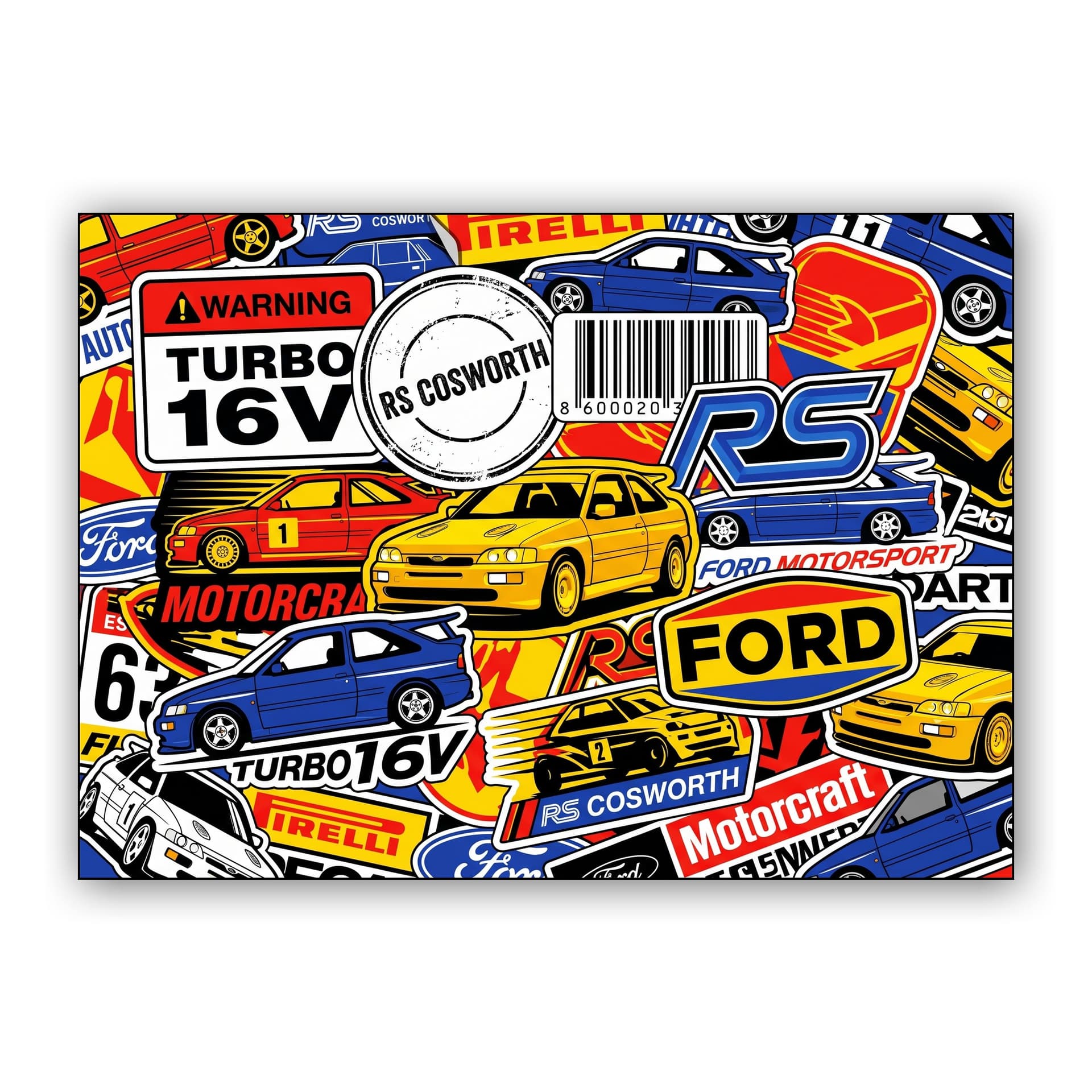 Ford Escort RS Cosworth Sticker Bomb Collage